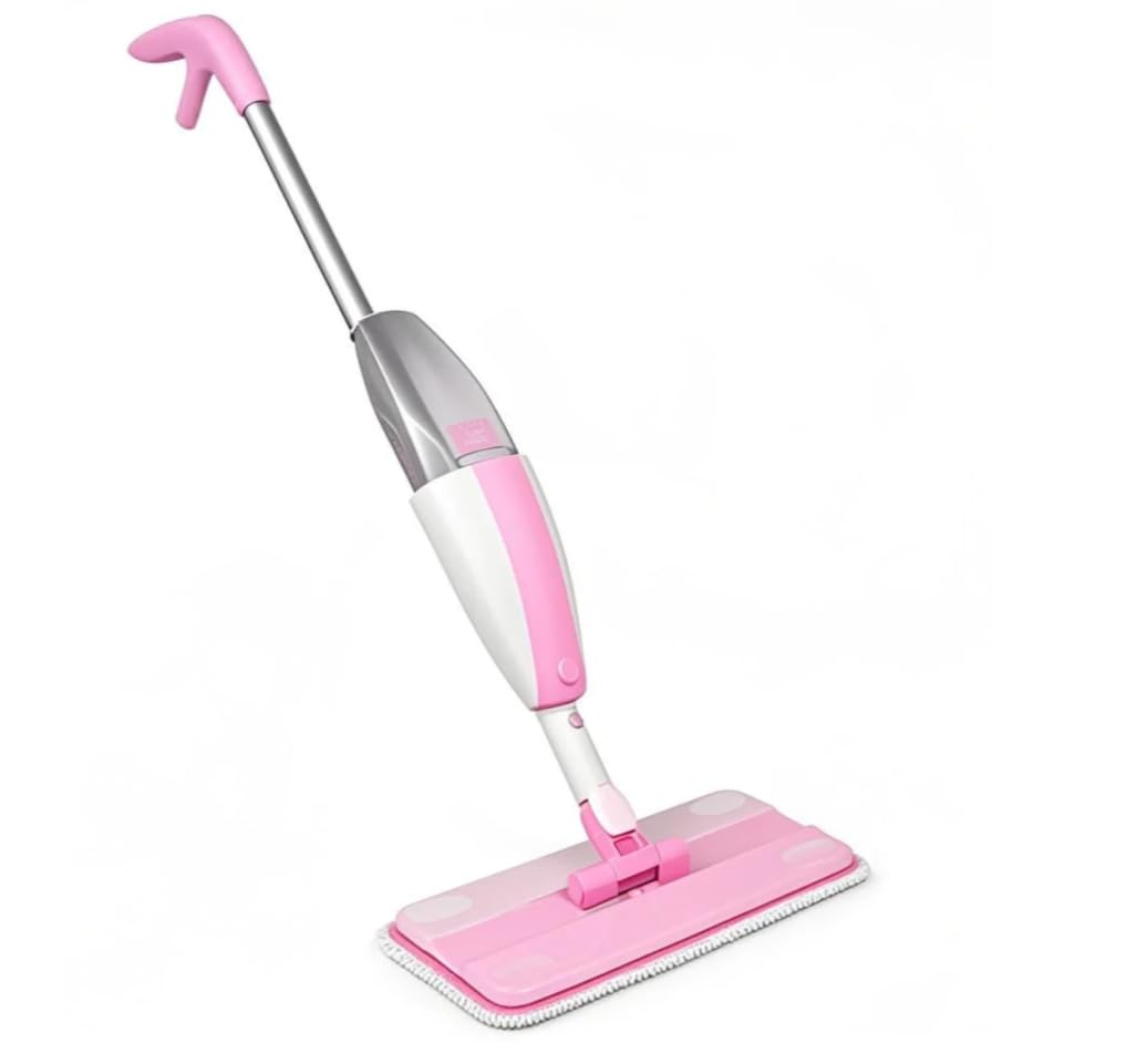 Lullulii Kids Spray Mop,Fun & Functional Toddler Cleaning Set,Real Working Mop for Floors,Pretend Play โ Includes Spray Bottle, 2 Washable Microfiber Pads, Montessori Kids Cleaning Toy Set -Pink