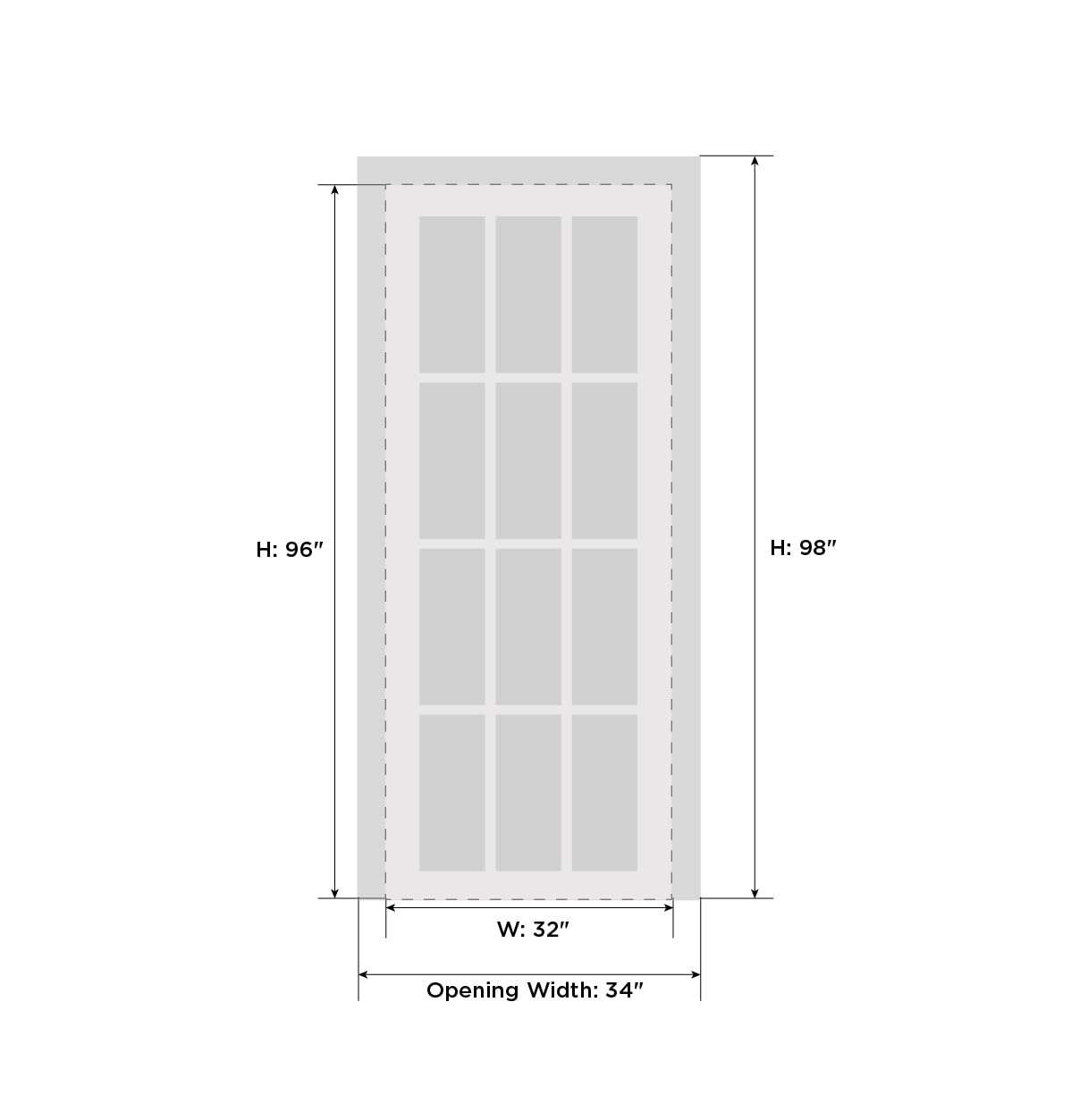 Sartodoors PLANUM 0888 | 32 x 96 | Painted White Interior Single Swing Door with Frosted Glass | Solid Wood Door in Modern French Style | Hardware Included