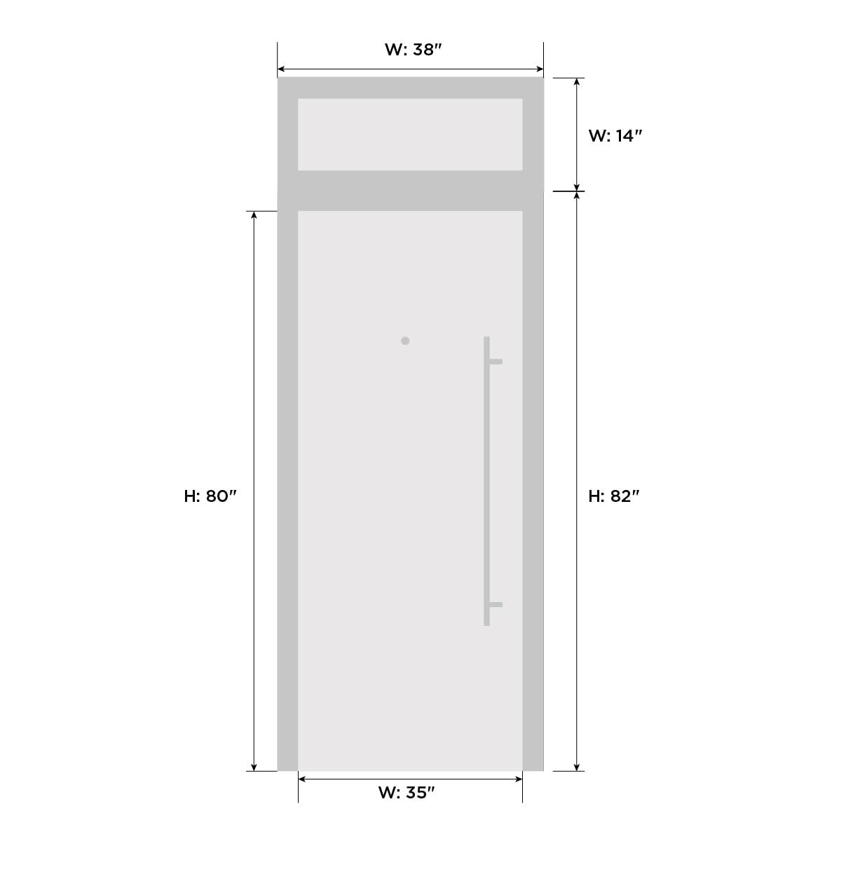 VDOMDOORS Front Exterior Prehung Metal-Plastic Door Frosted Glass | Manux 8661 Matte Black | Top Sidelite Transom | Residential Doors Entrance Patio Garage 36 x 94 (W36 x H80+14) Right-Inswing