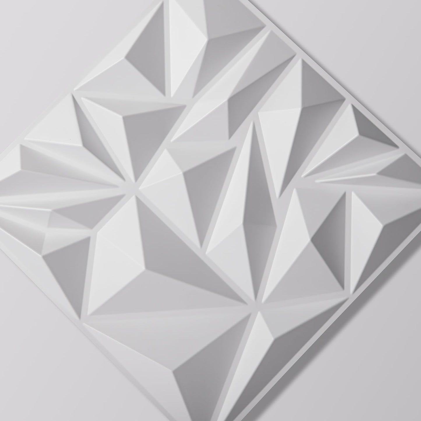 Art3d 33-Pack 3D Wall Panels for Interior Wall Decor, Modern Diamond Textured Accent Wall Paneling for Gaming Living Room TV Wall Background, 12 x 12 inch White, A10342