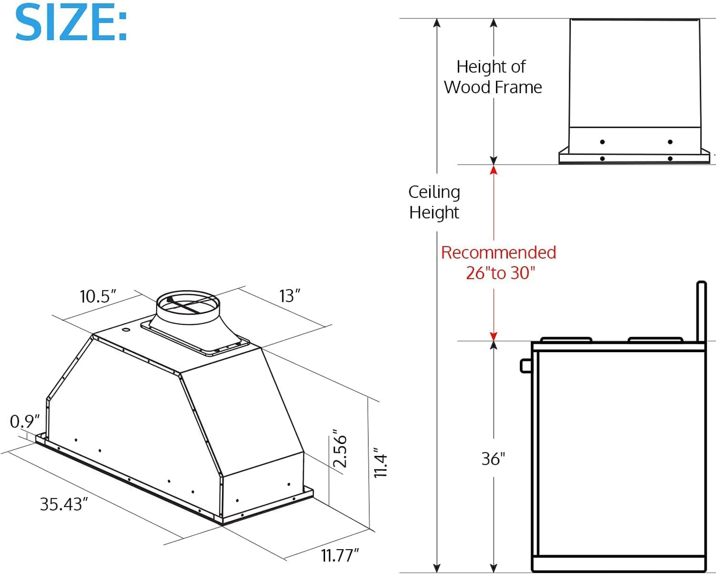IKTCH 36 inch Range Hood Insert 900 CFM, Ducted/Ductless Convertible Stainless Steel Kitchen Vent Hood, with Gesture Sensing, Touch & Remote Control