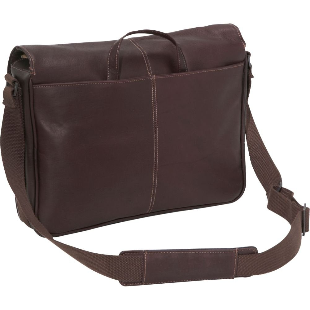 Kenneth Cole REACTION Risky Business Messenger Full-Grain Colombian Leather Crossbody Laptop Case & Tablet Day Bag, Black