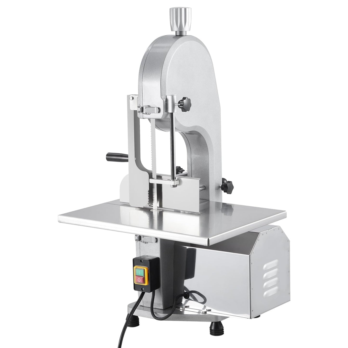 1100W Commercial Electric Bone Saw Machine, Frozen Meat & Bone Cutter with 5 Saw Blades, Adjustable 0.16-7.09 Inch Thickness, 19.3"x15" Stainless Work Table for Butcher Shops, Restaurants, Supermarket