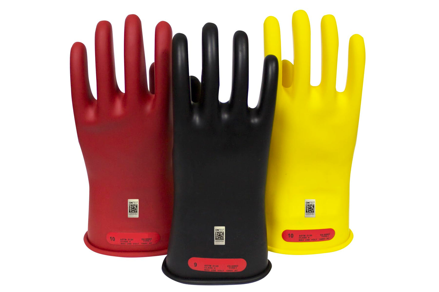 Enespro Class 00 Electrical Gloves 500V AC / 750V DC Red Insulated Rubber Gloves, 11” Electrical Safety Gloves for Linemen, and Utility Workers, Size 12