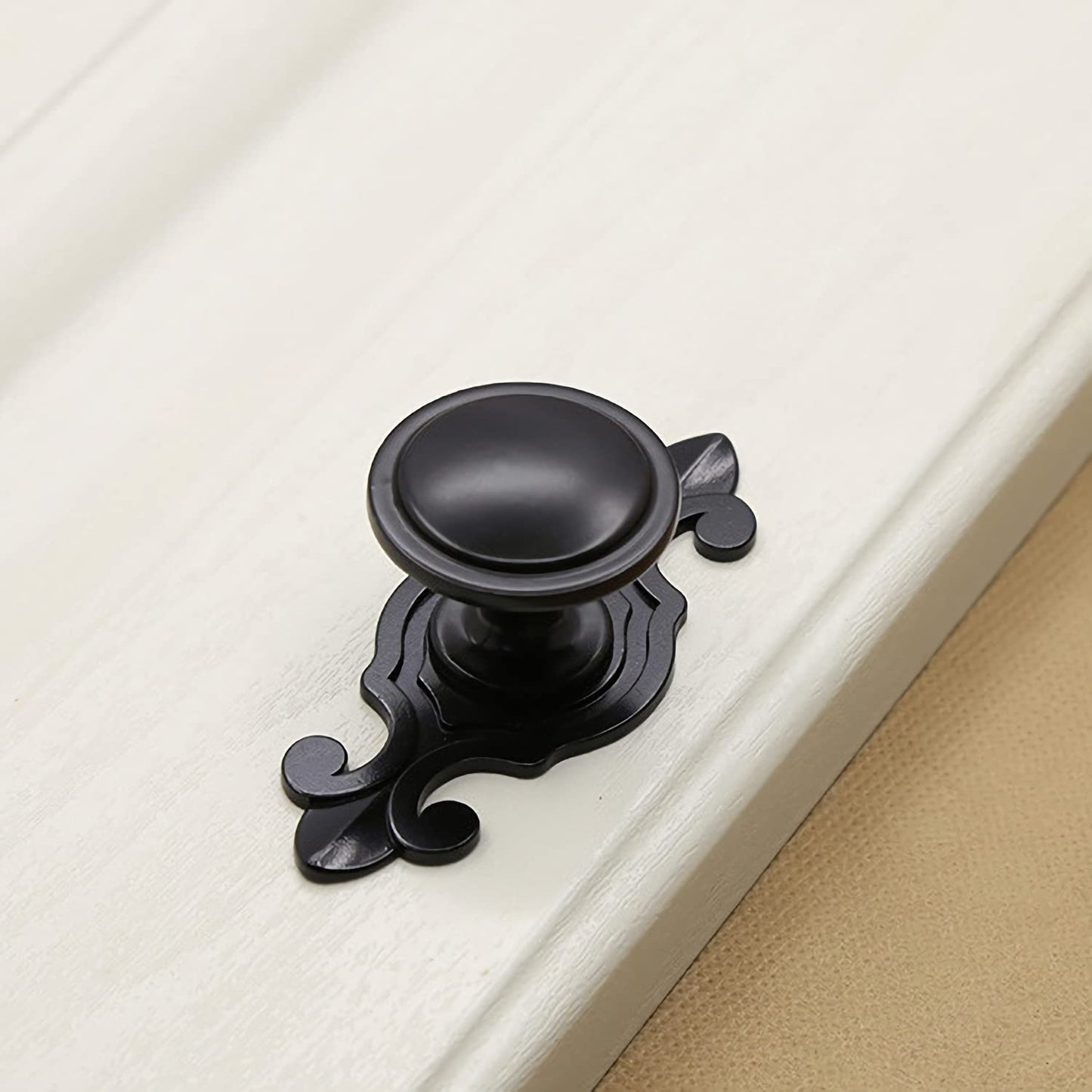 HUAMULAN 10 Pack Knobs,Vintage Dresser Kitchen Cabinet Pulls Zinc Alloy Base Backplate Cupboard Wardrobe Drawer Door Handles,Black Base