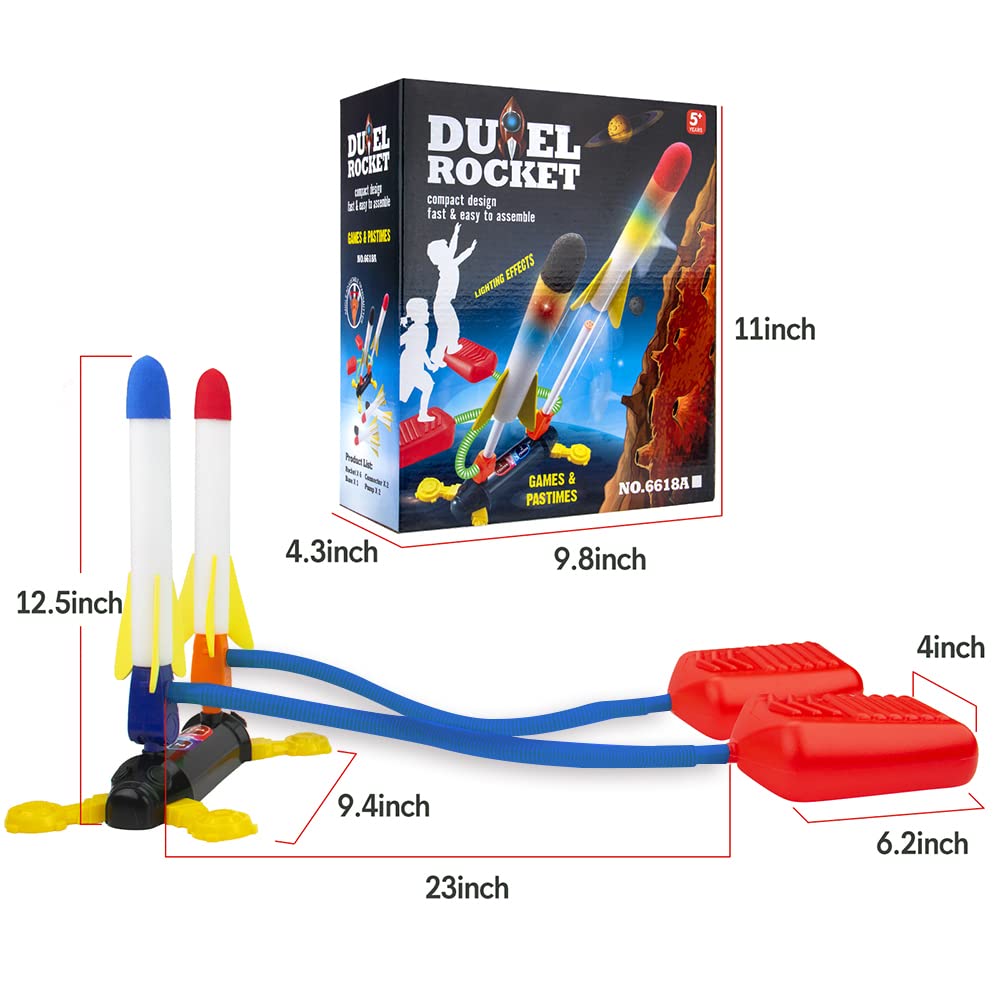 BananMelonBM Rocket Launcher for Kids, Outdoor Duel Game Foam Jump Rocket Launcher Toy with 8 Flashing Foam Rockets for 5, 6, 7, 8 Ages Boys or Girls Birthday Toy & STEM Gifts
