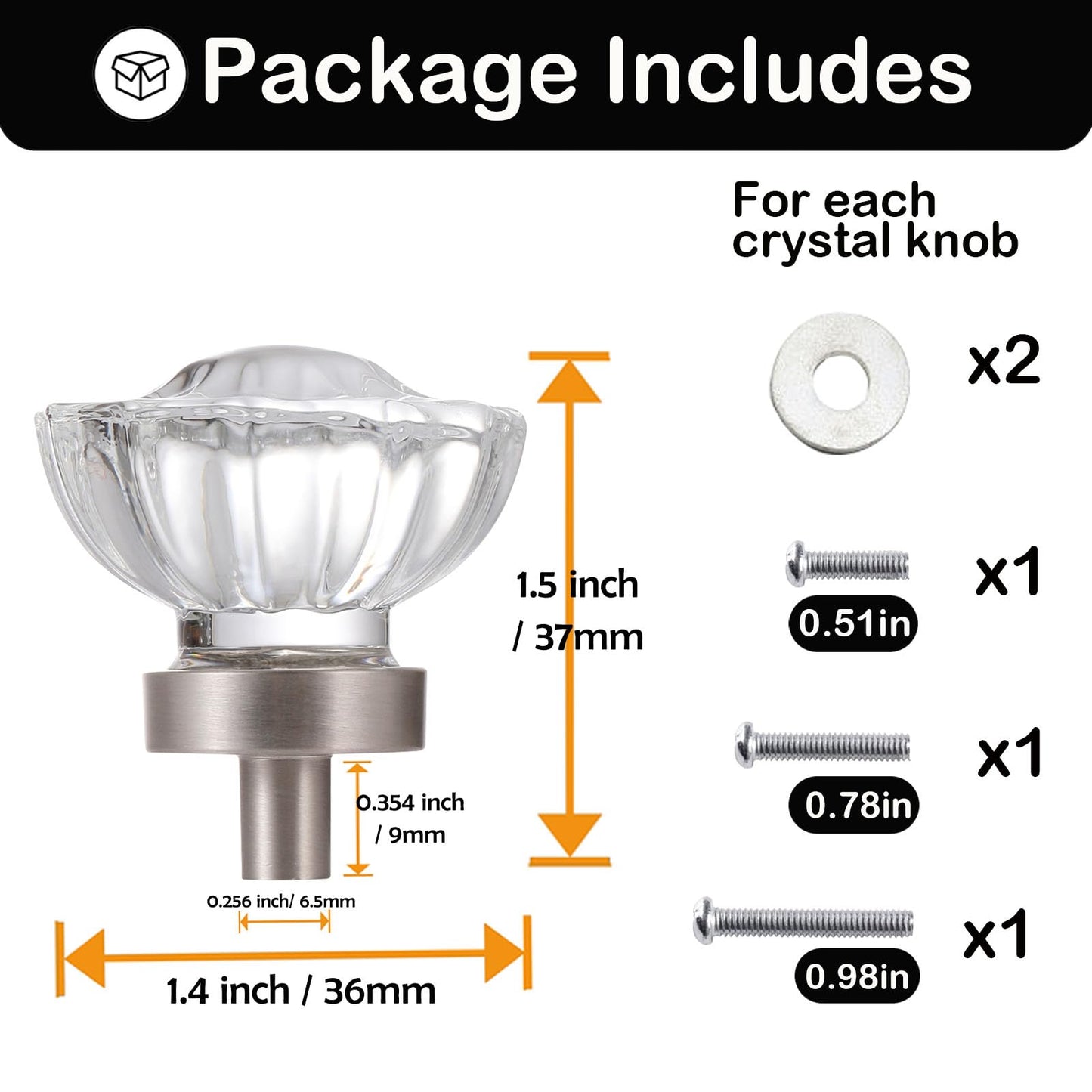 CEYMIO Crystal Cabinet Knobs 16 Pack Clear Glass Pulls for Kitchen Bedroom Bathroom Living Room Furniture, Brushed Nickel Silver Base Old Style Cabinets Closet Dresser Drawers Cupboard Accessories