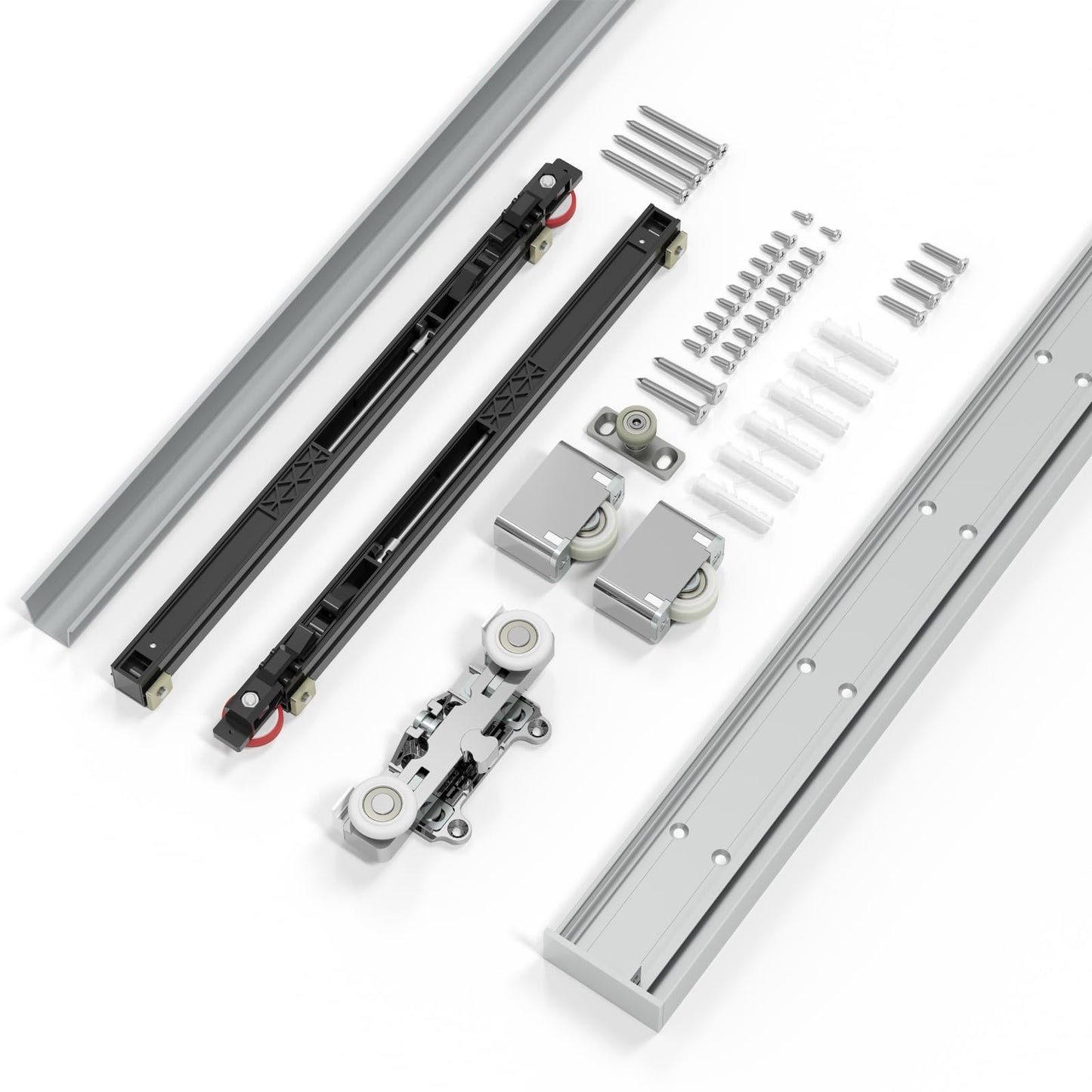 CEAKIAN 32" Concealed Sliding Barn Door Hardware Kit with Soft Close Mechanism for 24in Passage Opening, Hidden Sliding Door Hardware, Trackless Rail, Wall Mount for Interior Wooden Doors (NO Door)