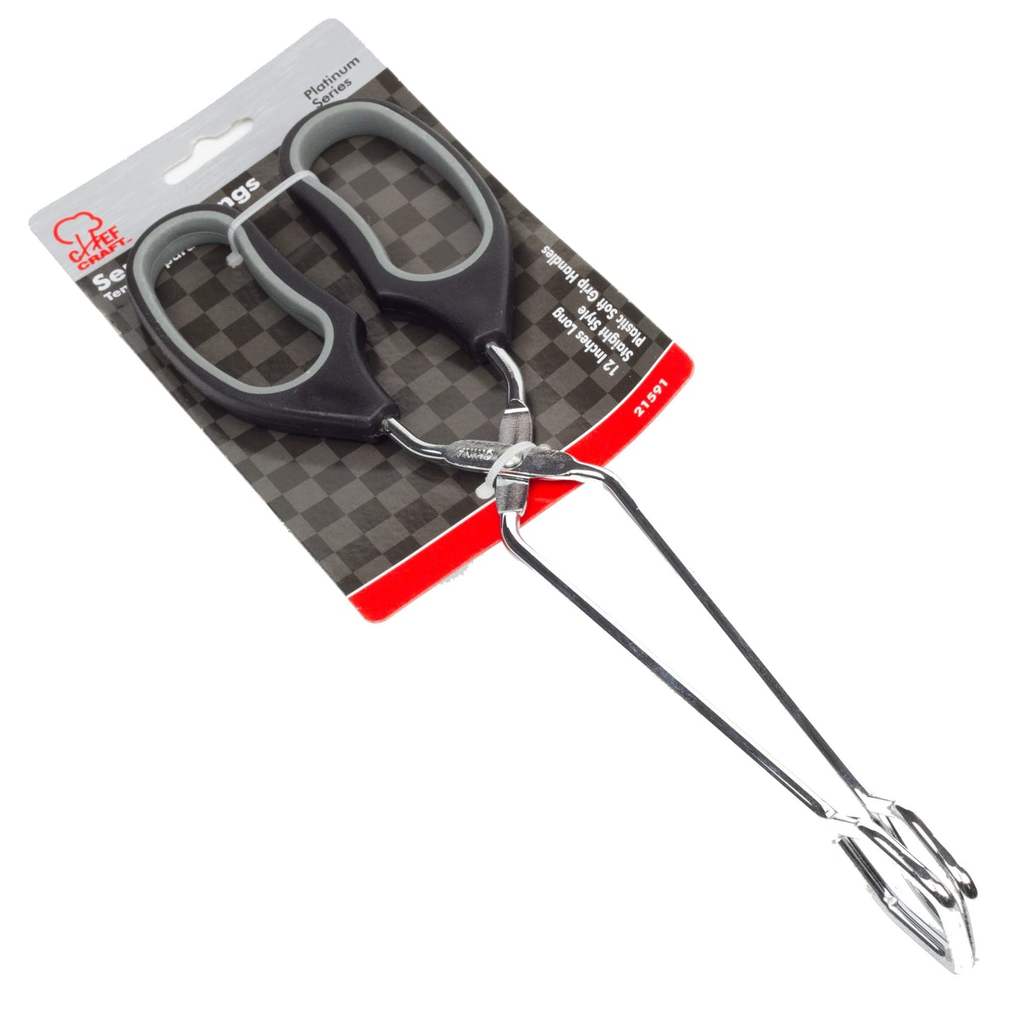 Chef Craft Classic Straight Tongs, 12 inch, Black