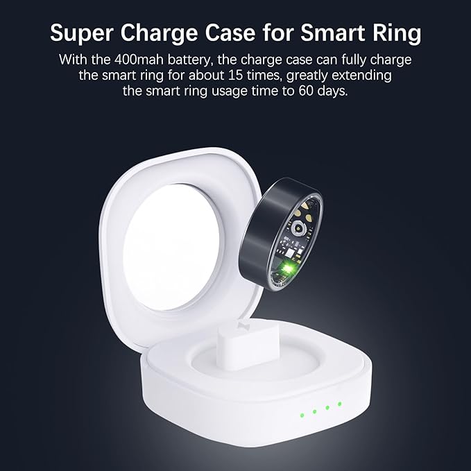 Smart Health Rings for Women Men, Fitness Tracker with Heart Rate, Blood Oxygen, HRV, Sleep Tracker, Step Tracker, No Subscription Fee, IP68 Waterproof Smart Ring for iphone & Android (Black 6#)