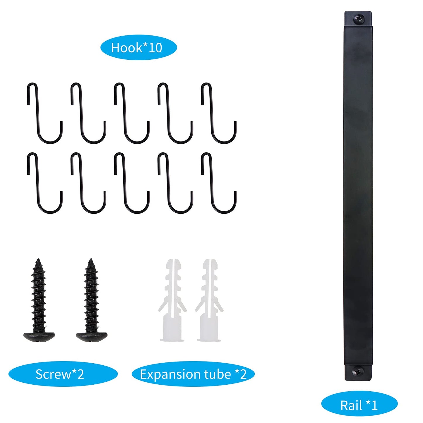 Wrought Iron Kitchen Holder: 10-Hook Wall-Mounted Utensil Rack with Black Finish - Ideal for Pots, Pans, Coffee Mugs