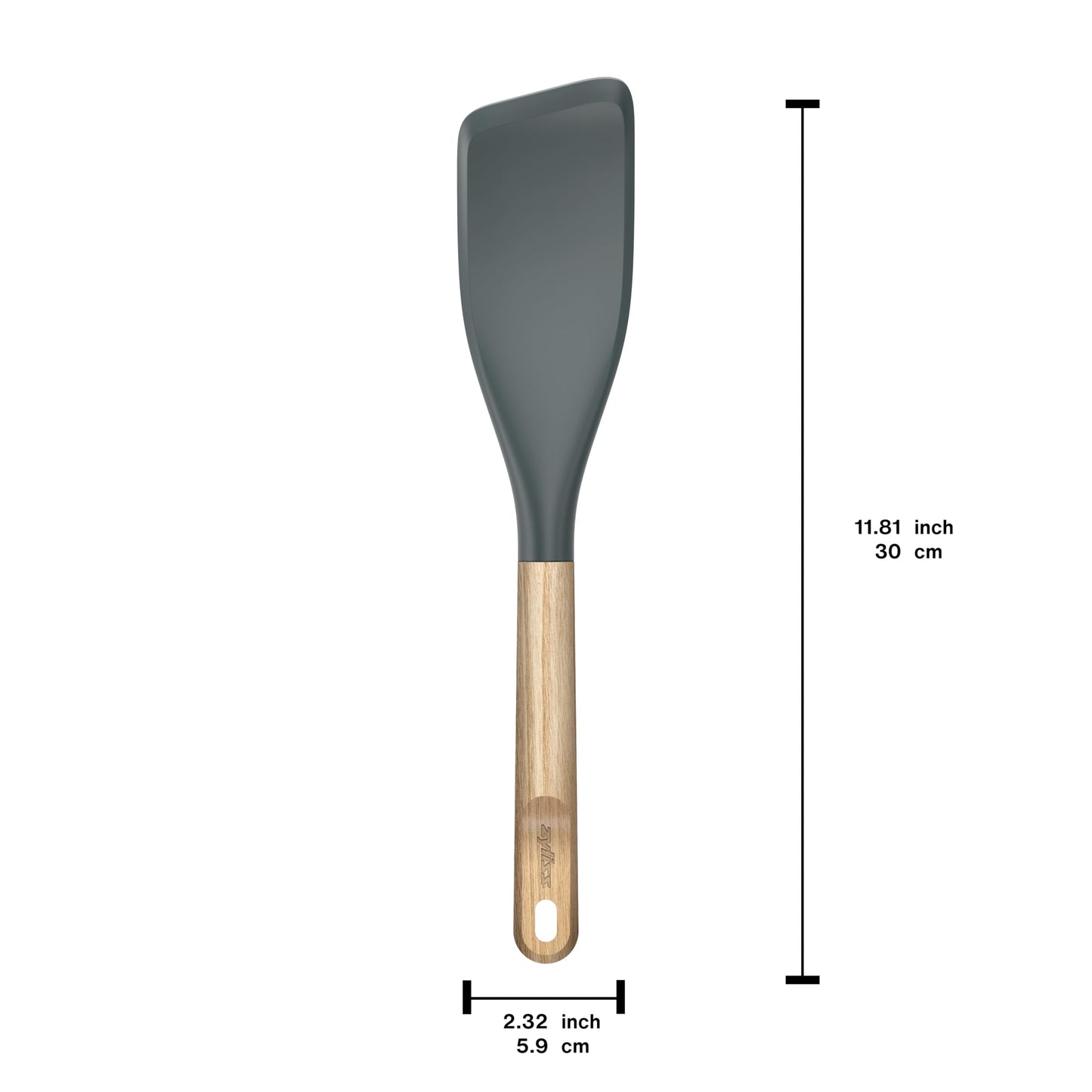 Zyliss Easy Lift Turner Oak Wood – Flexible Silicone Spatula with FSC Oak Handle, Heat-Resistant Head Safe for Non-Stick Cookware, Ideal for Flipping Pancakes Fish and Omelets, 464°F Safe 11.8"