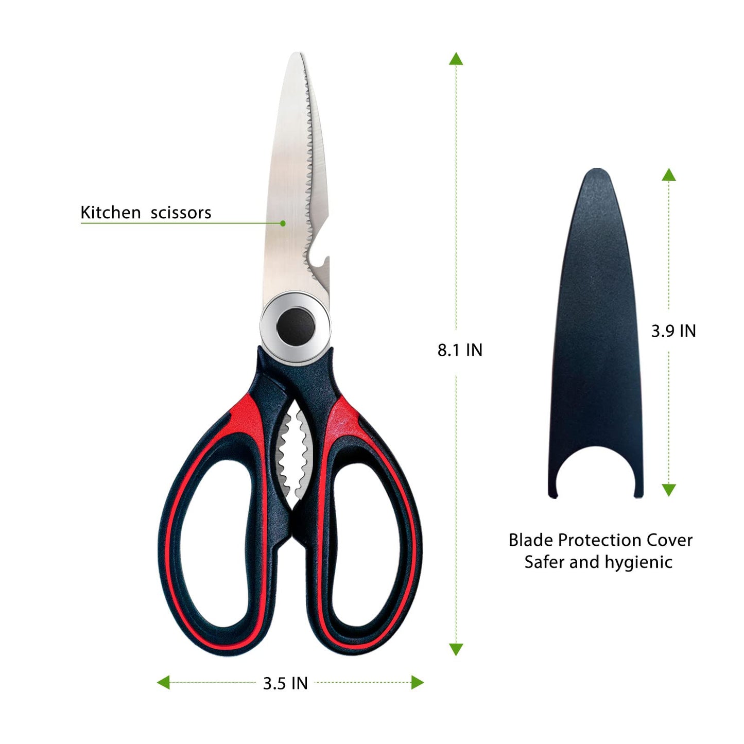 Kitchen Scissors 2 Pack Kitchen Shears All Purpose Heavy Duty Dishwasher Safe Multipurpose Utility Sharp Scissors for Food, Meat, poultry, Vegetable