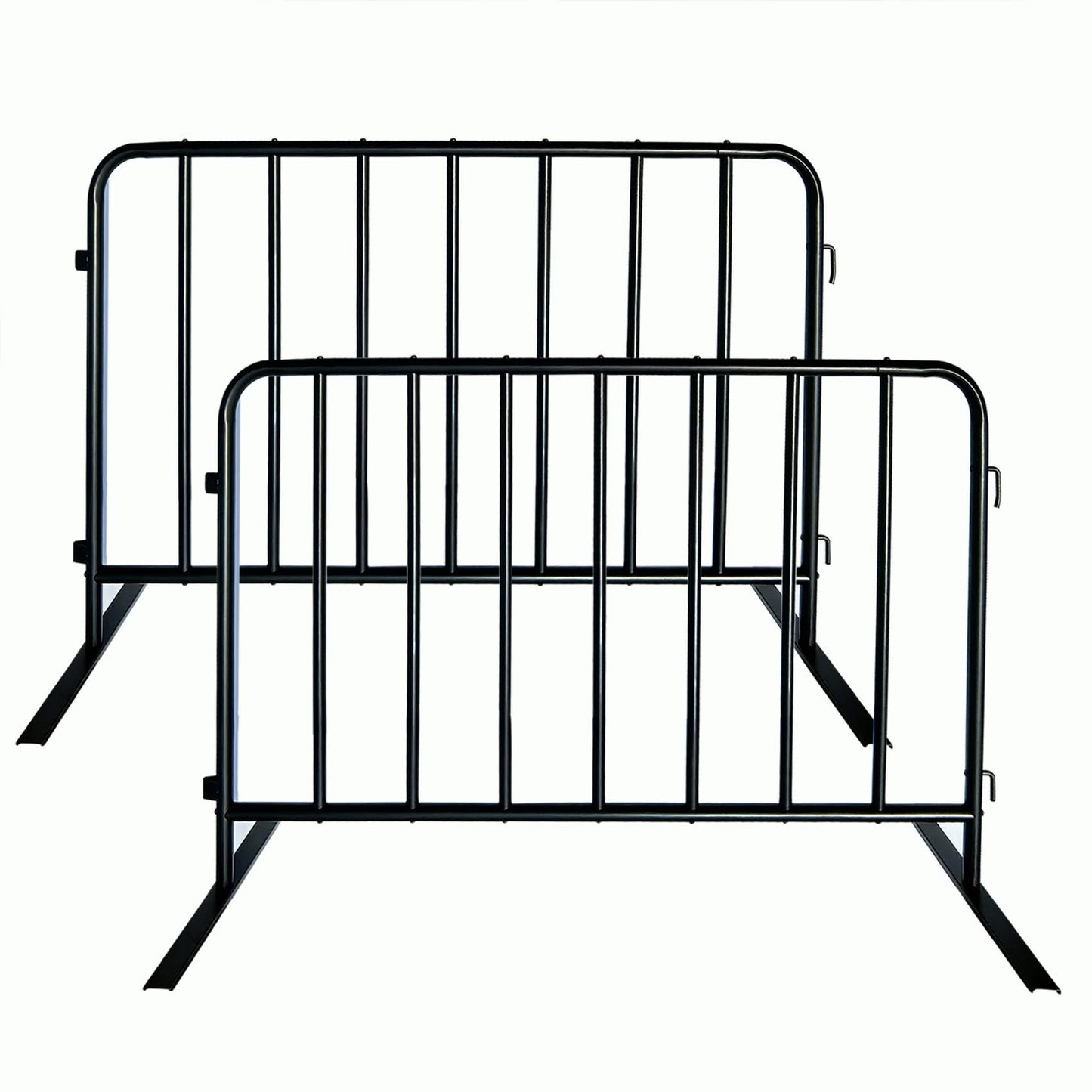 BIGalleons 2-Pack Steel Crowd Control Barrier, Light Duty 5FT Interlocking Safety Barricade, 16GA Galvanized Steel Queue Barrier, Assembly Needed for Pedestrian Traffic & Construction Barricade(Black)