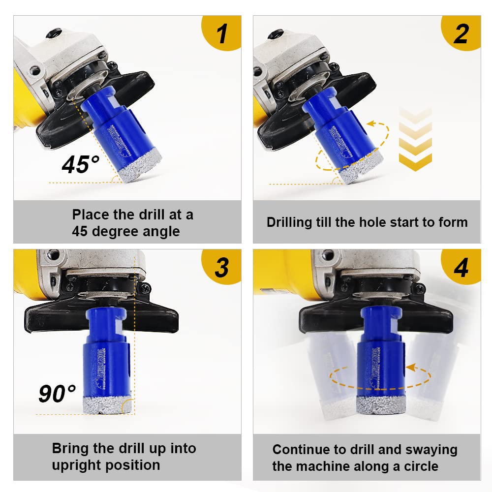 SHDIATOOL Diamond Core Drilling Bits Set for Porcelain Hole Saw Cutter for Tile Marble Ceramic Granite Kit