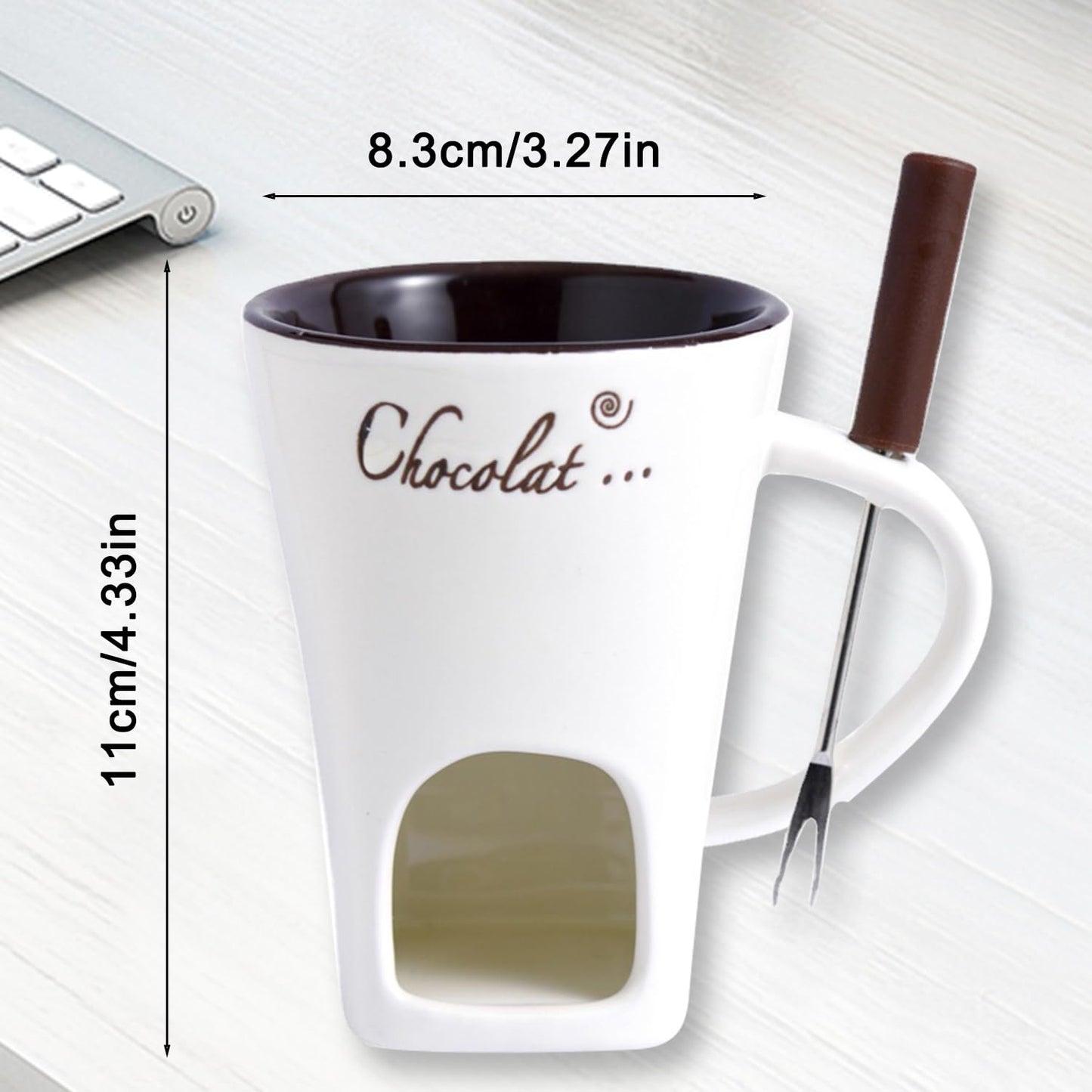 Sweet Fondue Cup for Date Night and More, Chocolate Melting Cup Set with Forks, Perfect as Fondue Mug or Chocolate Fondue Mug - Ideal Gifts for Birthday, Wedding, Mini Simmer Mug (Red)
