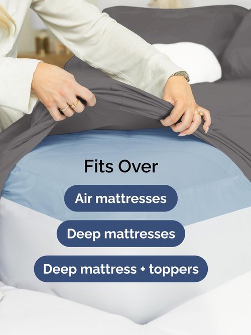 Hotel Luxury Extra Deep Queen Fitted Sheet - Ultra Soft & Breathable - Fits 18-24 Inch Mattresses - Dark Grey