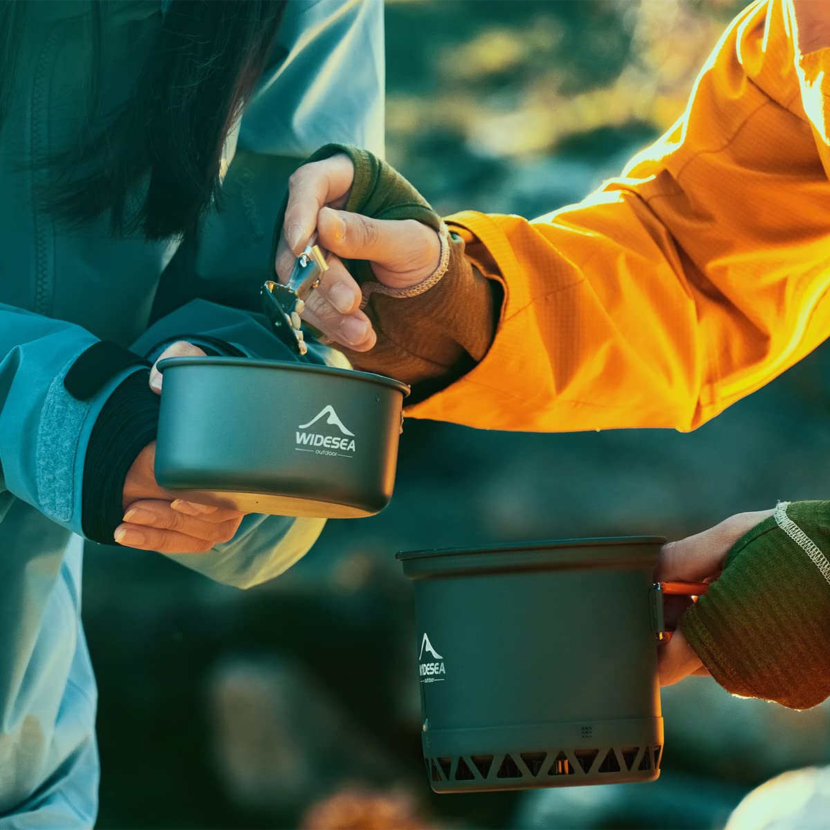 widesea Camping Cookware Outdoor Pot Pan Cooking Equipment Heat Exchange Design for Hiking Backpacking
