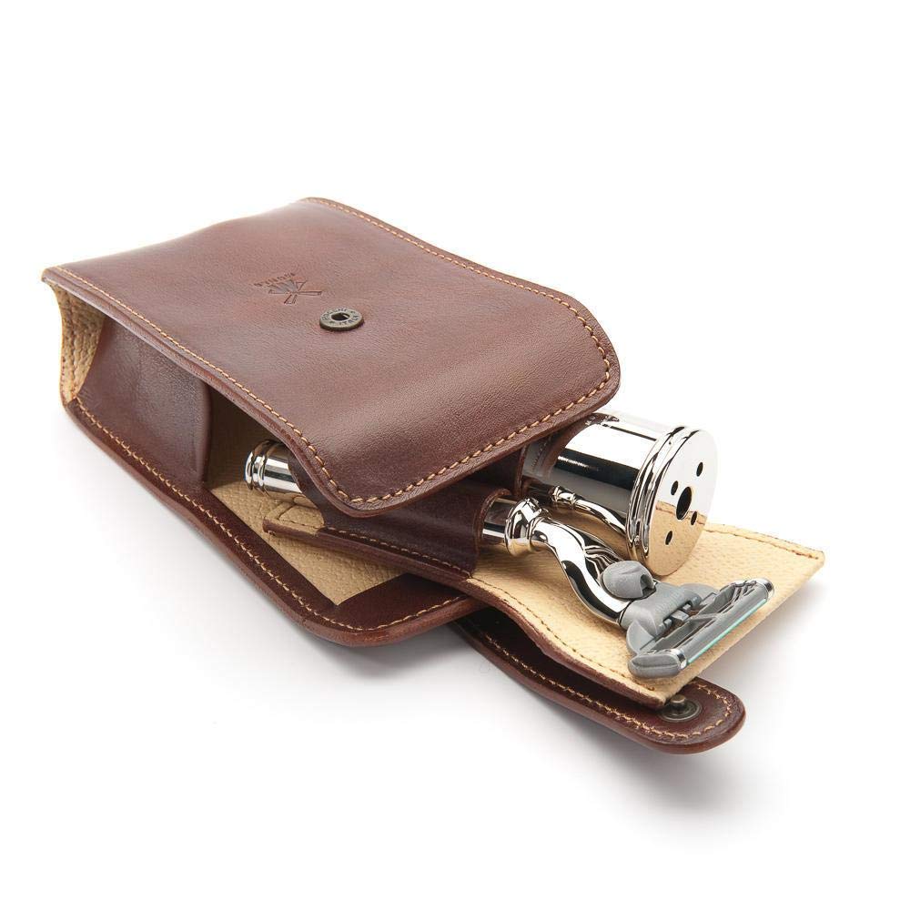 MÜHLE Travel Leather Travel Razor & Shaving Brush Hand-Made Case