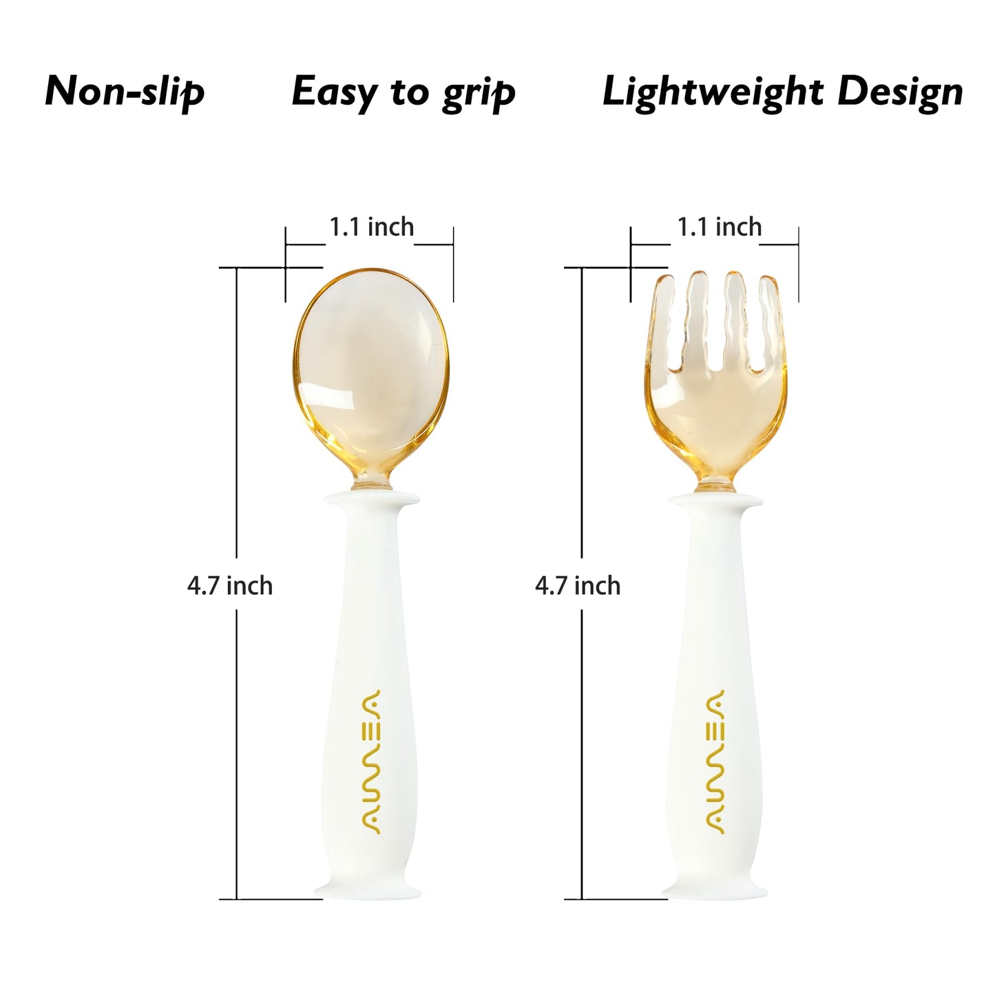 PPSU Toddler Fork and Spoon Set with Travel Case – Baby Utensils for Self-Feeding, Soft Silicone Grip Bendable Handles, Stain Resistant Easy Clean BLW Essentials for 6 months - 3 Years Old