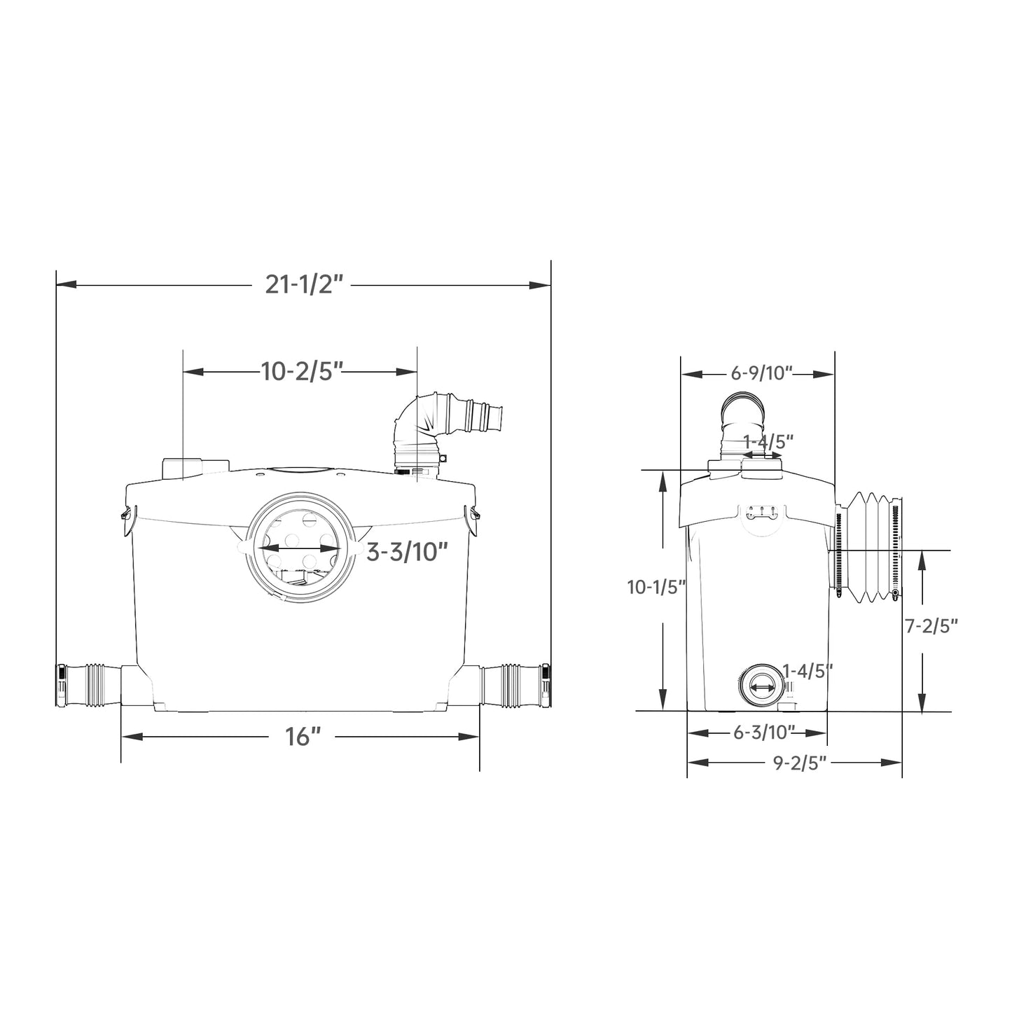 SUPERFLO 750W Macerating Toilet System - Powerful & Quiet, Upflush Toilet for Basement with 4 Water Inlet for Basements & Garage, Macerator Toilets Pump System - Easy Installation