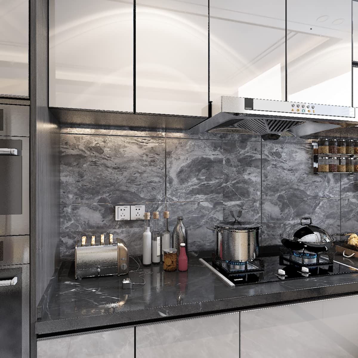 Gray Granite Wallpaper Peel Stick Matte Thick Marble Contact Paper for Countertop 16 x 354 inch Waterproof Oil Proof Self Adhesive Furniture Stickers Kitchen Counter Shelf Liner Wall Vinyl Decorative