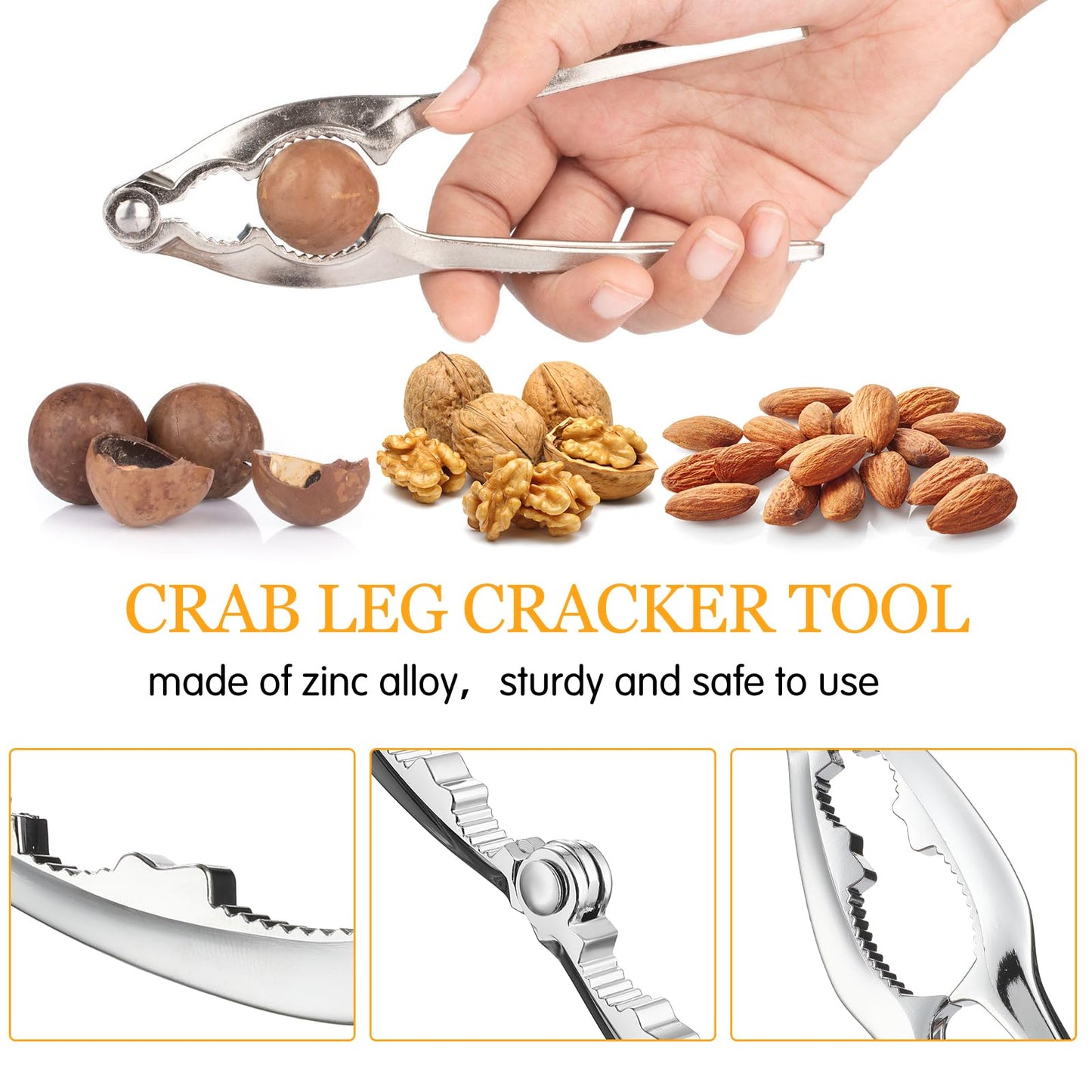 Zhehao 61 Pcs Seafood Tools Set Includes 20 Crab Crackers, 20 Lobster Shellers, 20 Crab Leg Forks and 1 Storage Bag, Nut Cracker Set for Kitchen Party Tools(Blue)