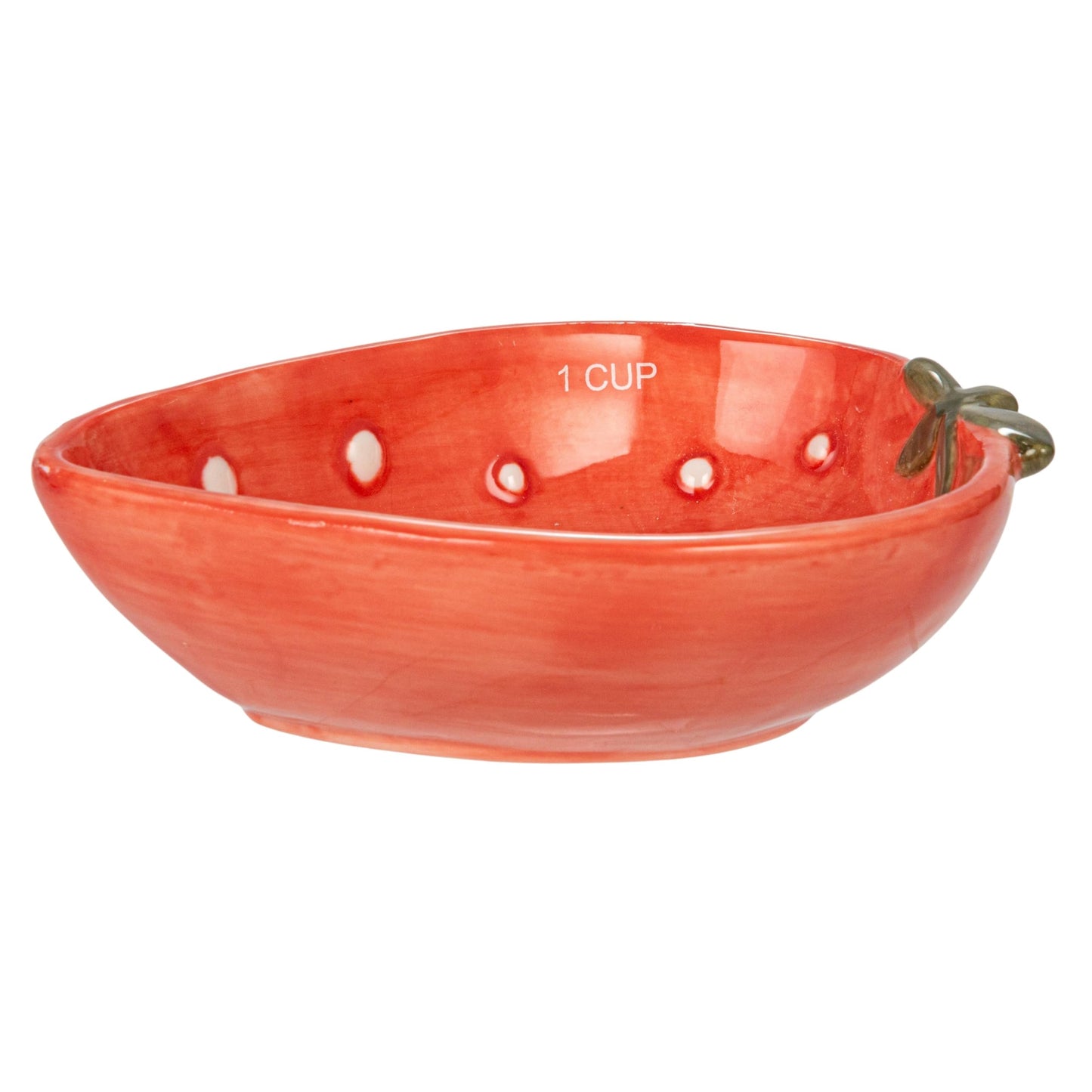 Creative Co-Op Hand-Painted Strawberry Stoneware Measuring Cups, Red and White, Set of 4