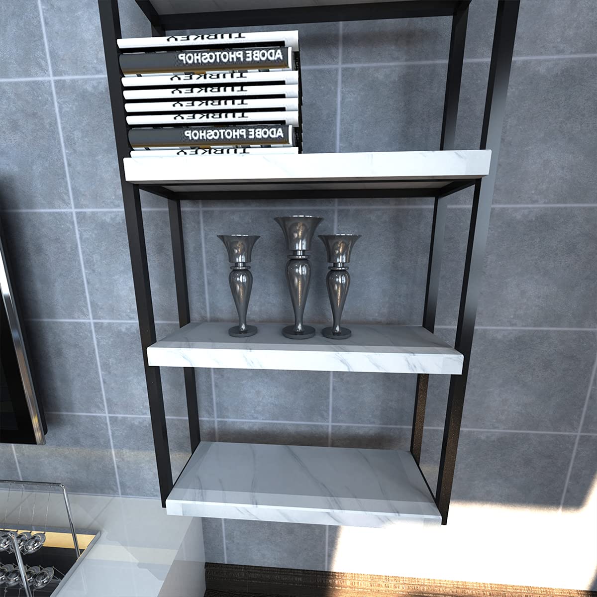 White Marble Wallpaper Glossy Peel and Stick Granite Wallpaper Waterproof Countertop Contact Paper Removable Self Adhesive Vinyl Wall Sticker for Kitchen Cabinets Bathroom Wall, 24×197in Creamy White