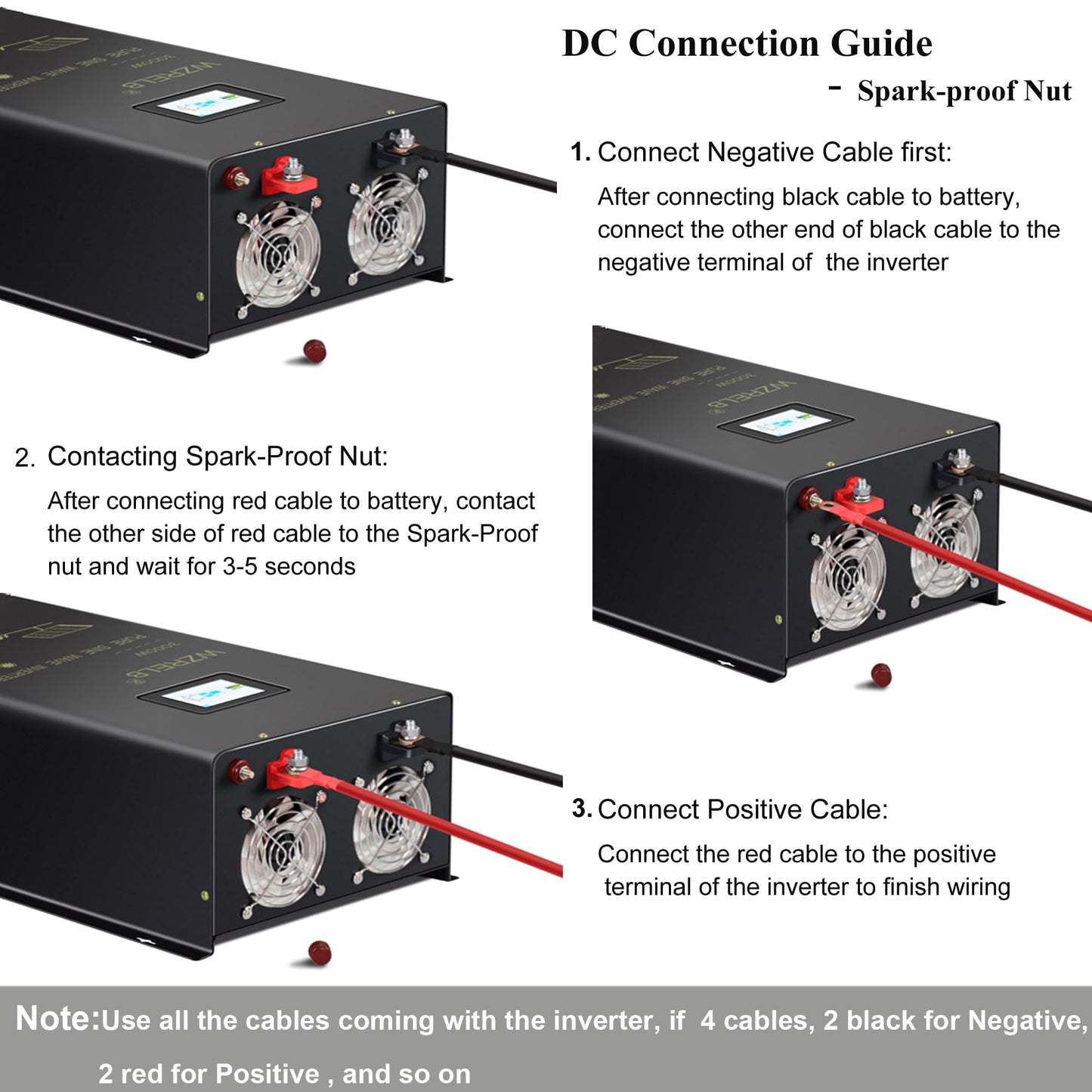 WZRELB 3000W 24V DC to 120V/240V AC Split Phase Pure Sine Wave Inverter