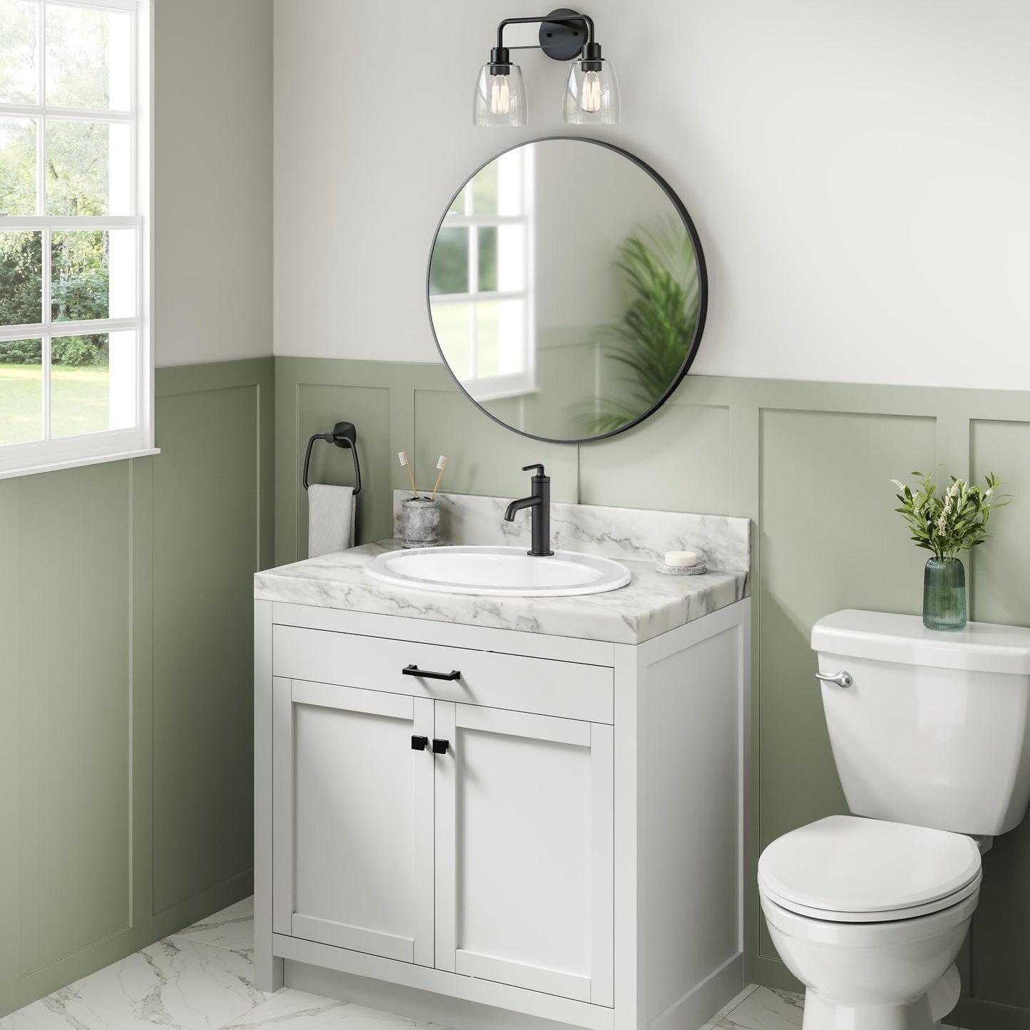 KRAUS Elavo 20.5 in. Oval Porcelain Ceramic Self-Rimming Drop In Bathroom Sink in White with Overflow Drain, KCT-100