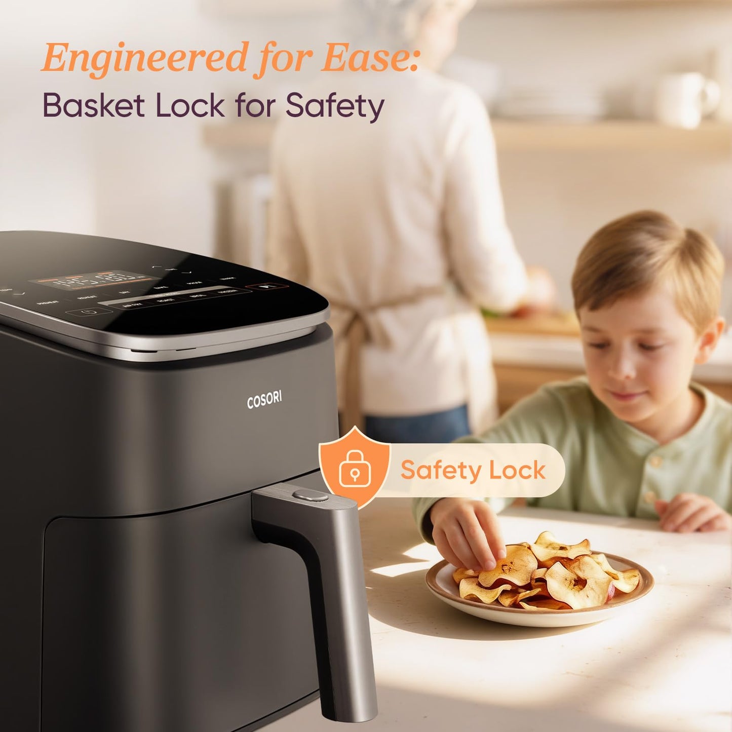Cosori 9-in-1 TurboBlaze Air Fryer 6 Qt, PFAS-Free Ceramic Coating, 90ยฐโ450ยฐF, Precise Heating for Even Results, Air Fry, Roast, Bake, Broil, Dry, Frozen, Proof, Reheat, Keep Warm, 120V, Dark Gray