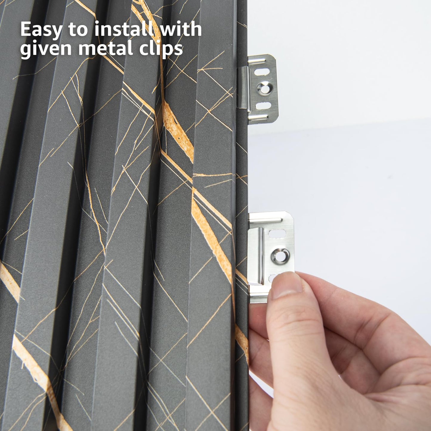 Art3d 8-Pack WPC Slat Panel for Interior Decor, Decorative Fluted Accent Wall Covering for Living Room Bedroom TV Background Office, 96 x 6 Inch - Granite