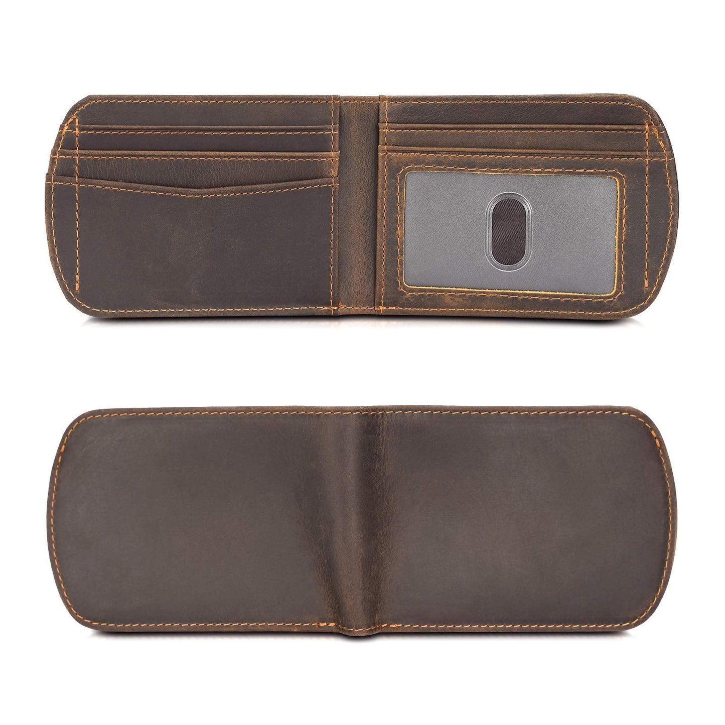 Polare Slim Curve Front Pocket RFID Blocking Italian Real Leather Bifold Wallet for Men (Dark Brown)