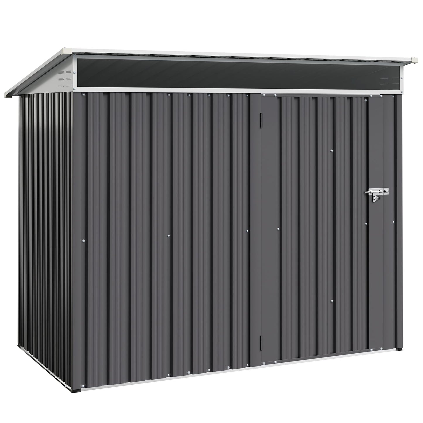 Shintenchi 6x4 FT Outdoor Storage Shed with Window, Outdoor Waterproof Storage Shed Metal Garden Shed with Lockable Single Door, Weather Resistant Tool Storage House Shed for Garden,Backyard,Gray