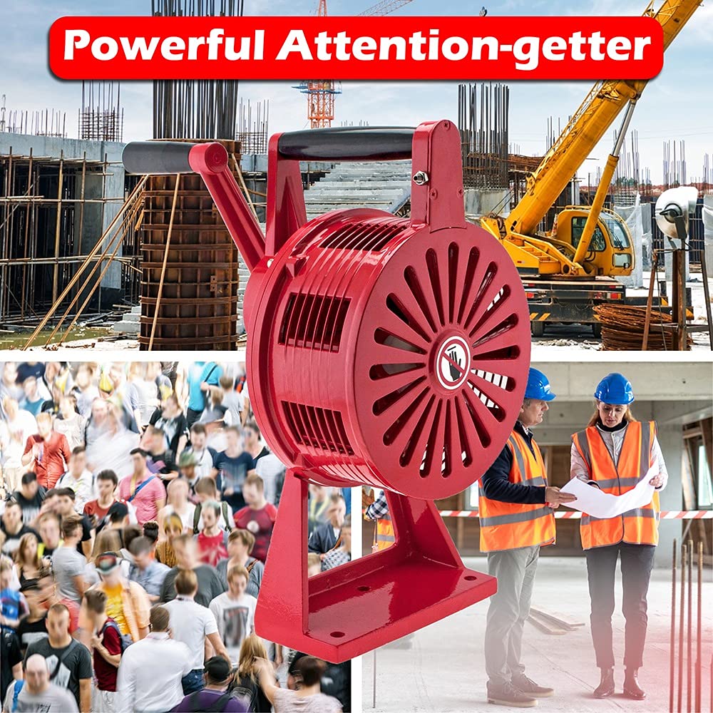 Vixen Horns Air Raid Hand Crank Siren, Loud Heavy Duty Tornado Siren with Base/Table Mount, Fire Air-raid Alarm, Warning Construction Air Horn VXS-1200MR