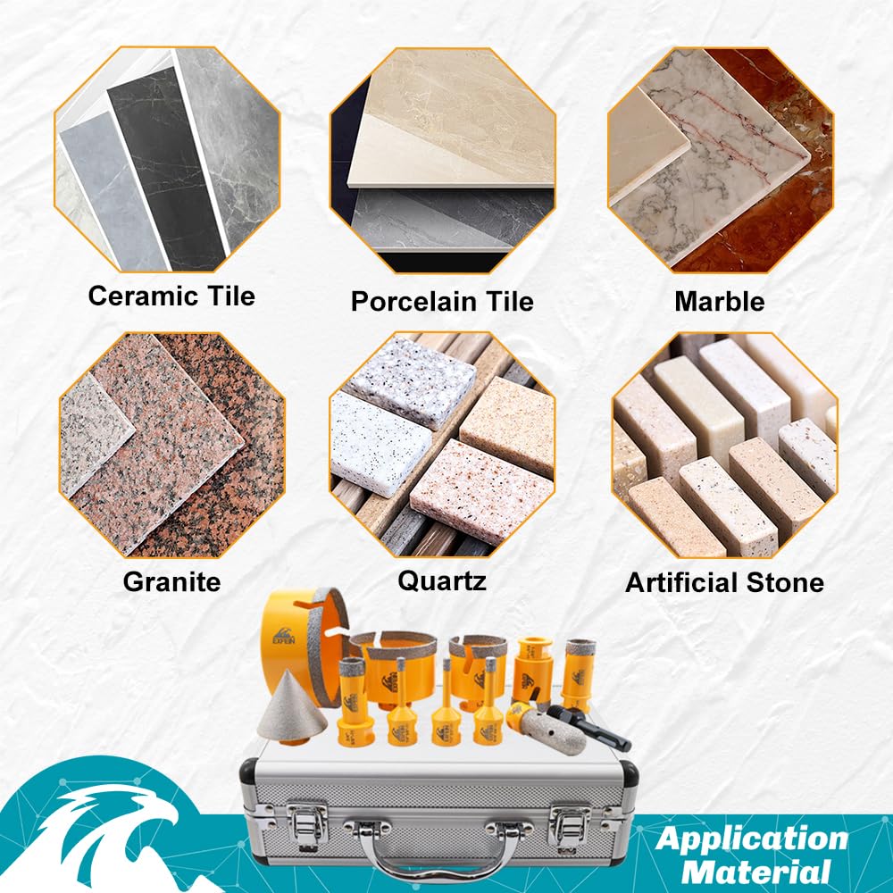 EXFEIN Diamond Core Drill Bit ,EXFEIN Tile Hole Saw Kit 12pcs