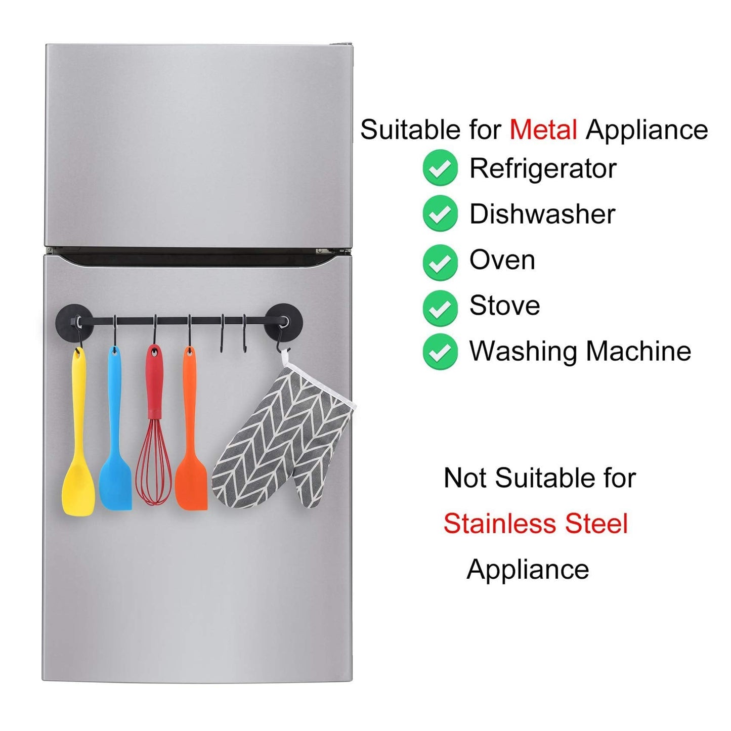 LEVOSHUA 7 Hooks Magnetic Utensil Holder Untensil Rack Tool Hanger Organizer for Refrigerator, Metal Cabinet, Metal Stove, Grill, BBQ
