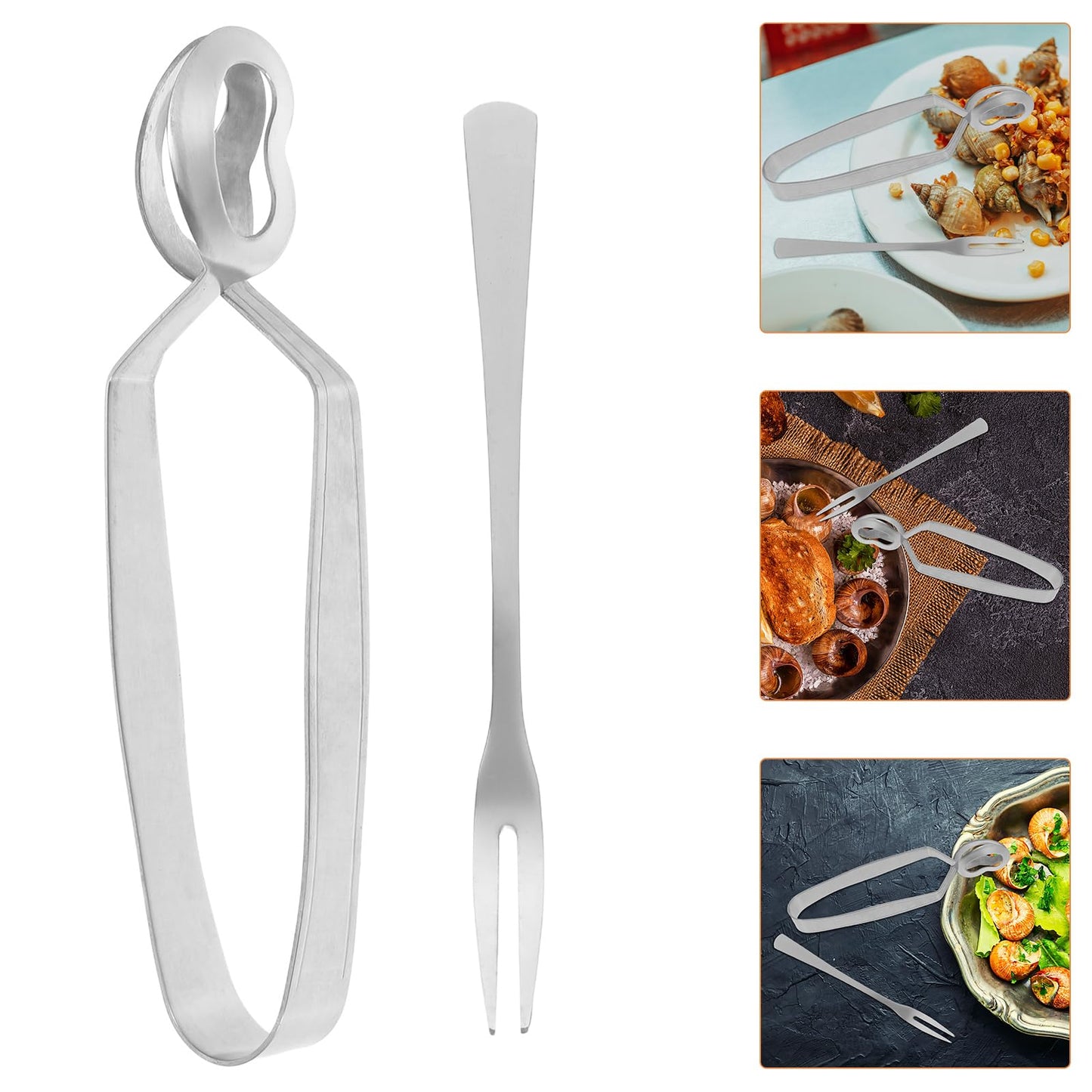Luxshiny 6Pcs Stainless Steel Snail Cutlery Set - Escargot Tongs and Forks for Perfect Dinner Experience Ideal for Snails Seafood and Small Foods