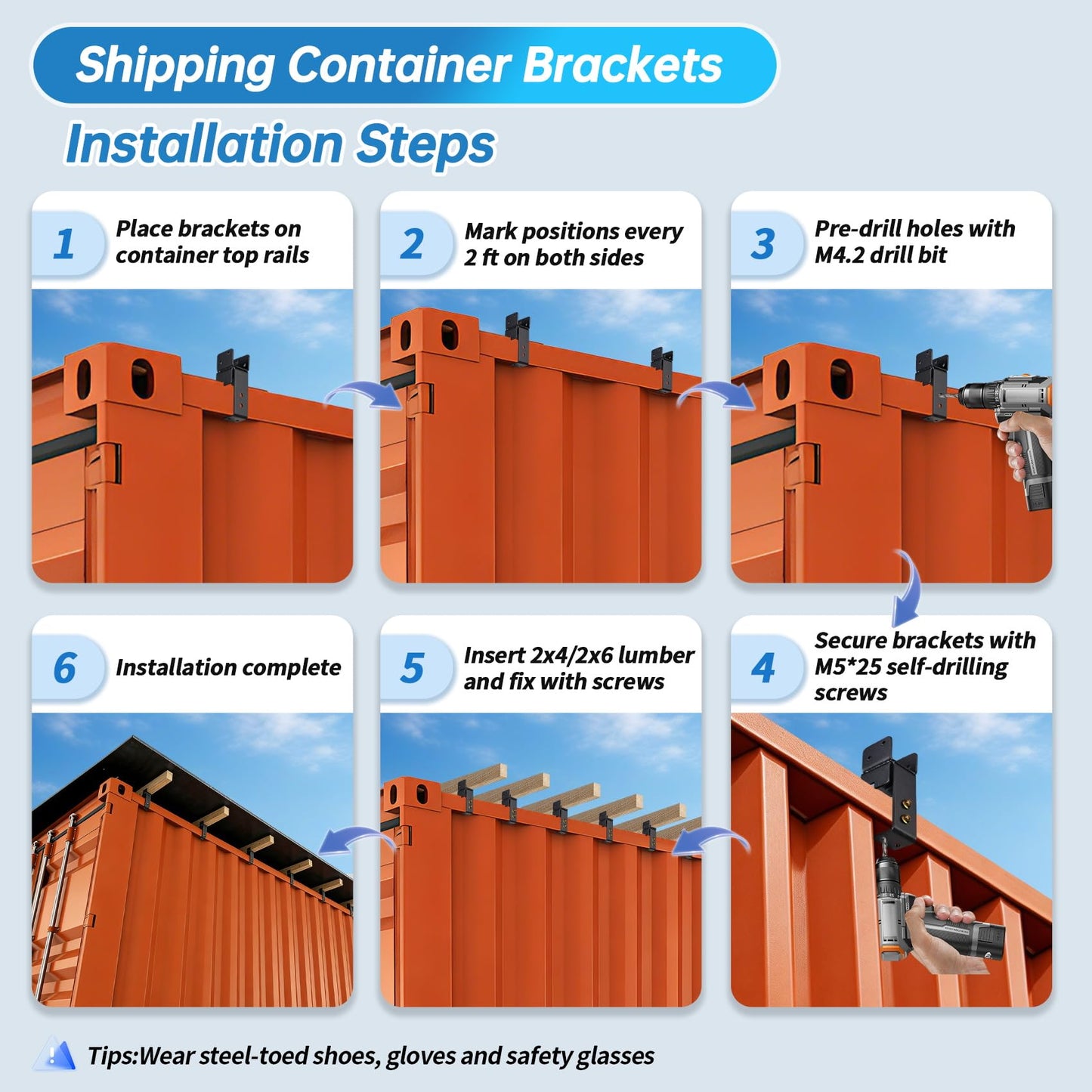 ๐๐๐๐๐ Wood Truss Brackets for Shipping Containers, Heavy Duty 20ft Container Exterior Truss Brackets, Fits 2x4/2x6 Lumber, for Container Home, Office, Outdoor Bar