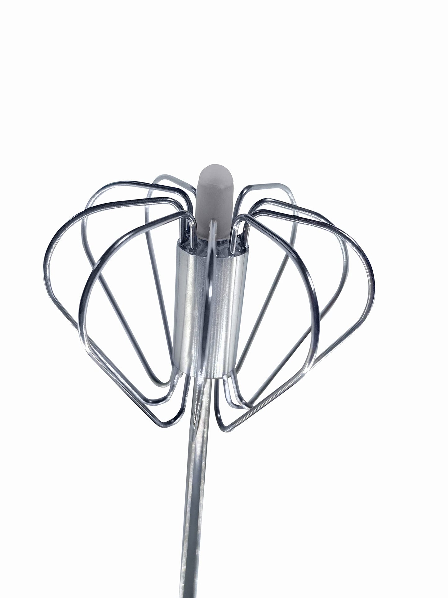 Balevi Stainless Steel Push Whisk - Easy to Use Manual Hand Mixer & Plunger Whisk - Make Froth, Foam & Whipped Cream - Semi Auto Egg Beater Plastic Tip Won’t Scratch Pans (2 Pack 10in & 12in) RED