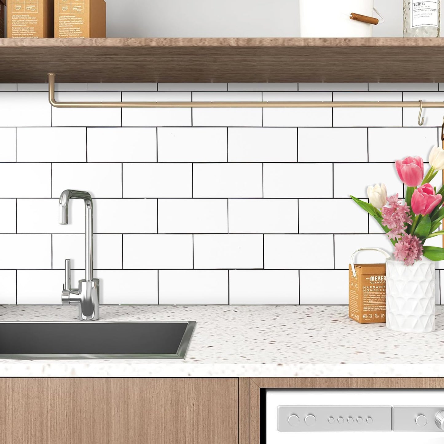 Havenly Peel and Stick Backsplash Tile for Kitchen & Bathroom Walls (White, 10 Tiles - 9.7 sq. ft. (0.9 mยฒ))