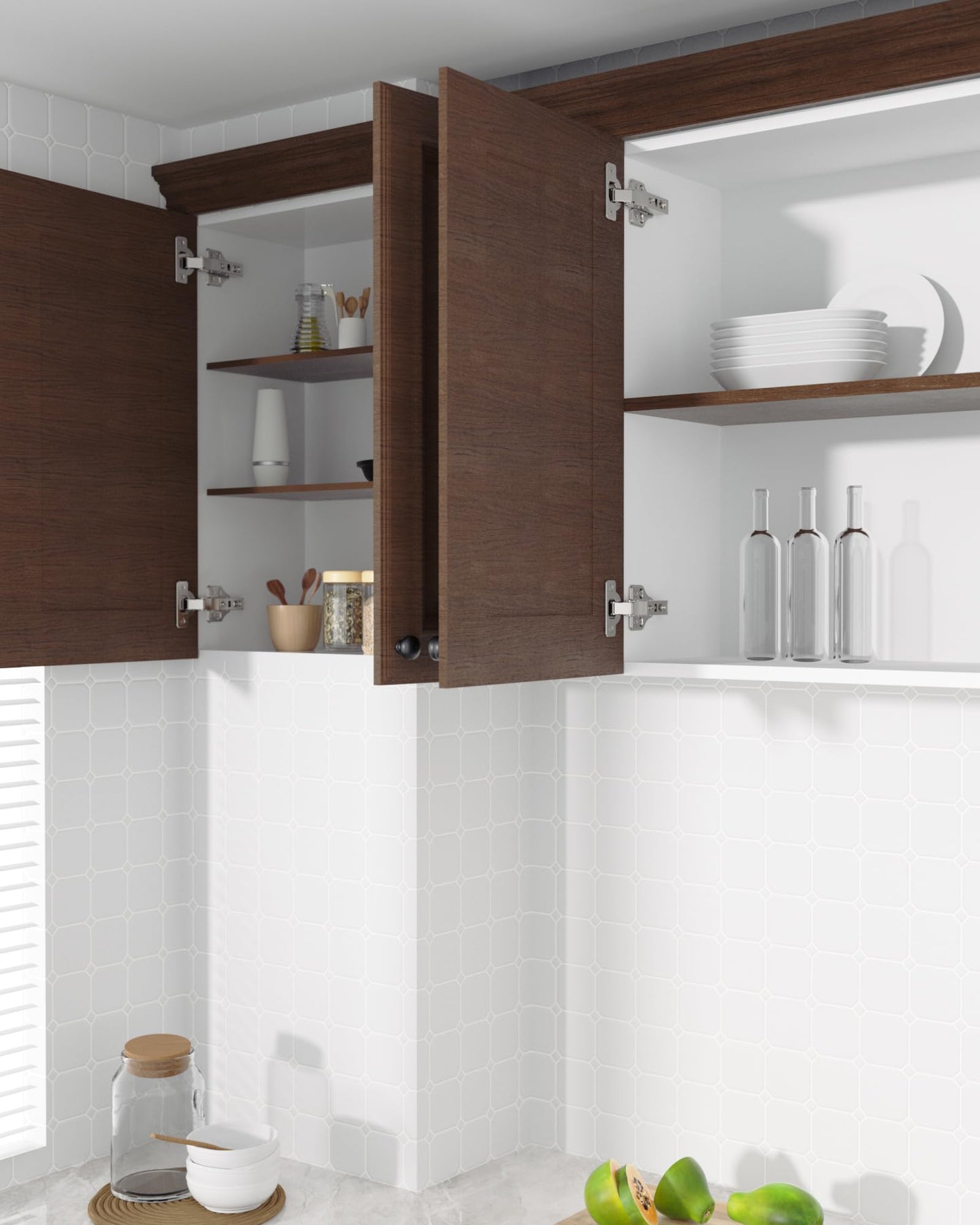 Onemake 4 Pack Full Overlay Soft Close Cabinet Hinges, Stay at Will 105° Concealed Hinge, Smooth Slow Self Closing, 3D Adjustment, Clip-on Plate, Frameless Hidden Door Hardware for Kitchen Cupboard