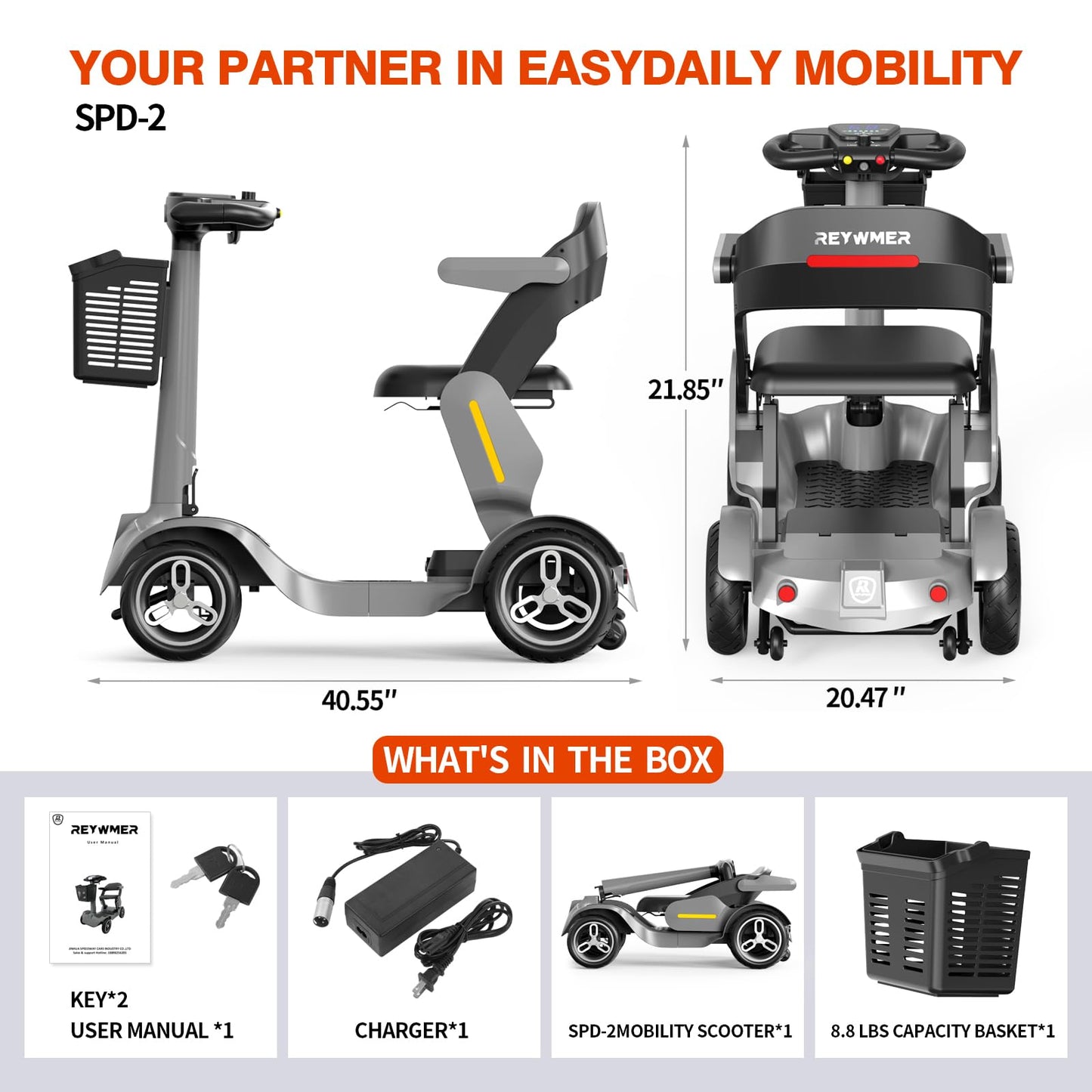 Mobility Scooter One-Button Foldable for Seniors & Adults β Dual Brakes, 265 lbs Capacity, Easy & Safe, 6.2 mph, 28 Miles, Lightweight, Indoor & Outdoor, Travel, All-Terrain