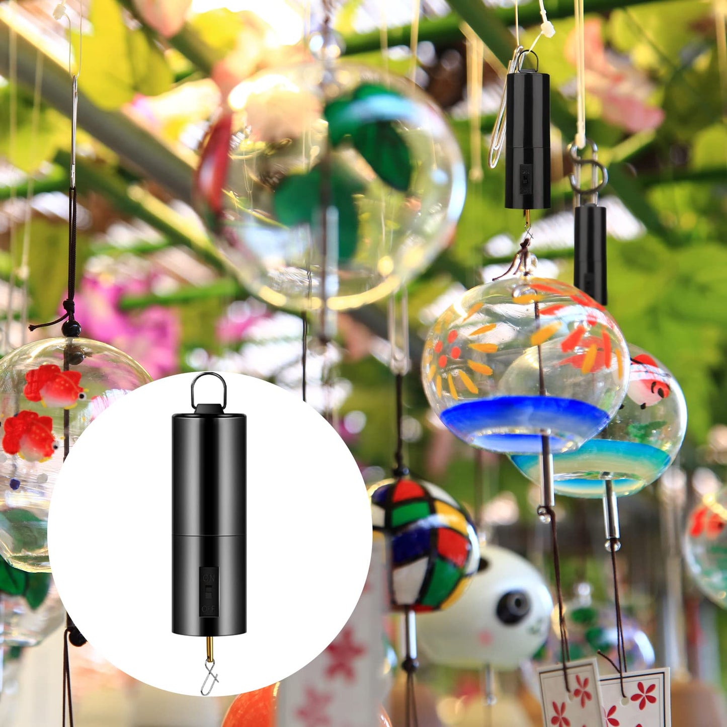 3 Pieces Hanging Black Rotating Motor Wind Spinner Mobile Battery Operated Motor Multi-Purposes Rotatable Hook for Garden Decoration Accessory Supplies