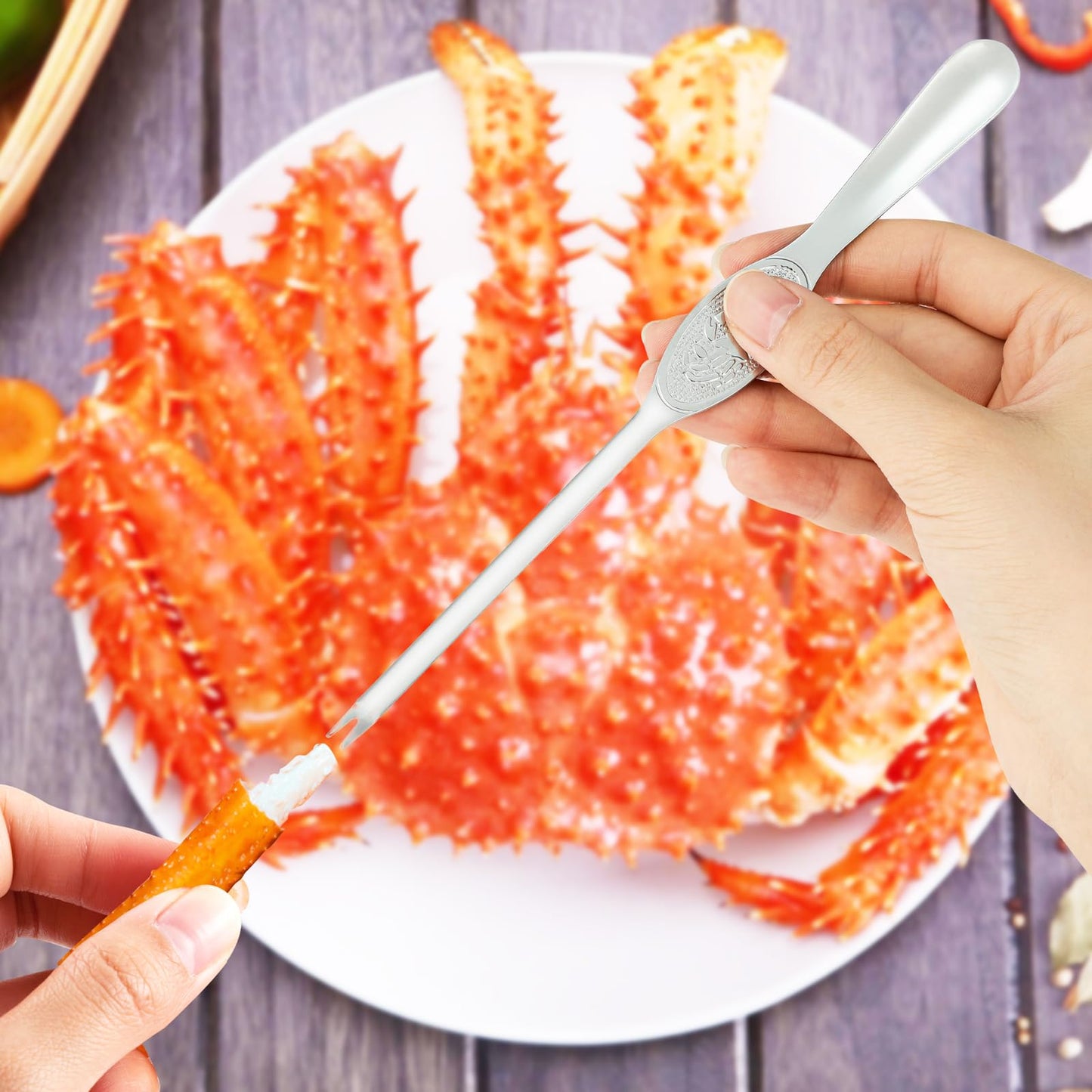 8pcs Premium Crab Crackers and Tools Set, Stainless Steel Crab Leg Cracker Tool, Seafood Scissors, Picks, Shellers, and Storage Bag