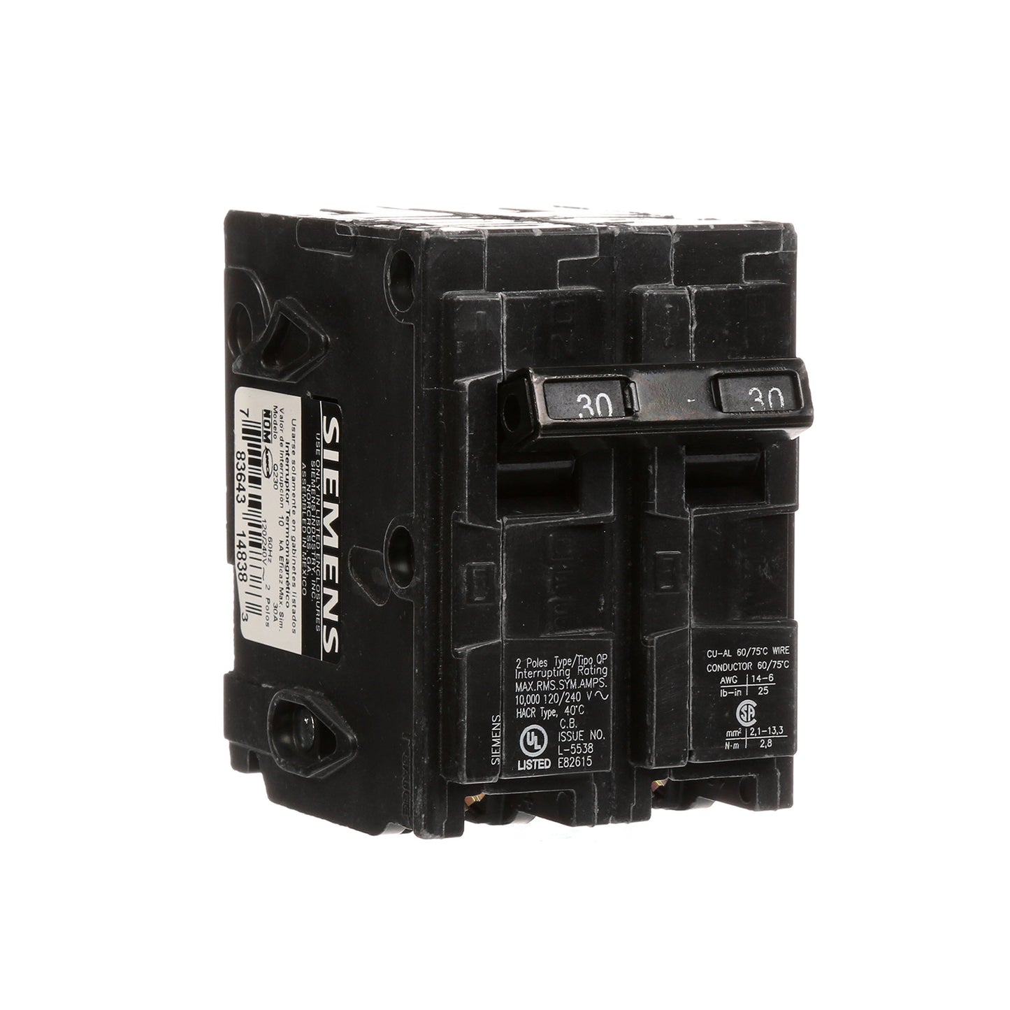Siemens Talon Temporary Power Outlet Panel with Q230 30-Amp Double Pole Type QP Circuit Breaker