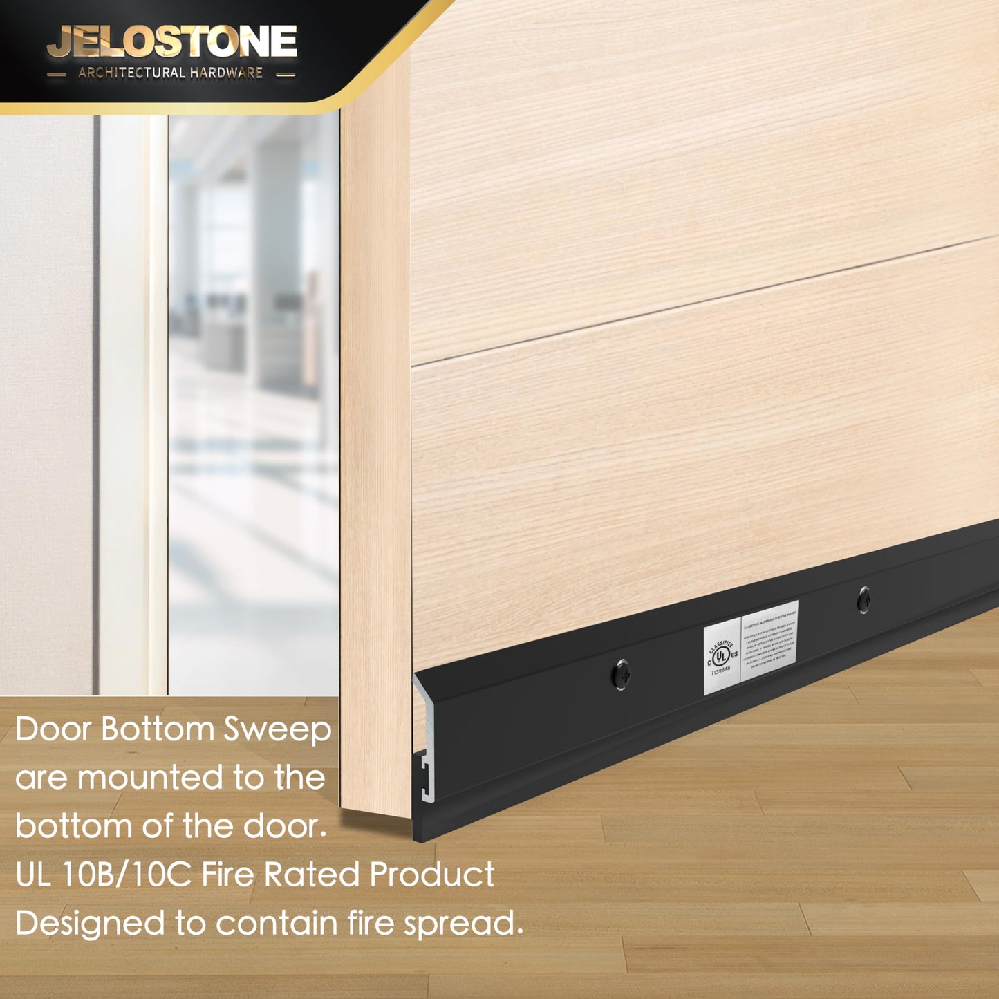 JELOSTONE 2 Pack - Commercial Door Bottom Sweep JS-N315, Heavy Duty Aluminum with Weather-Tolerant Neoprene Insert, UV-Resistant, 36", Matte Black Anodized โ Ideal for Residential & Commercial Use