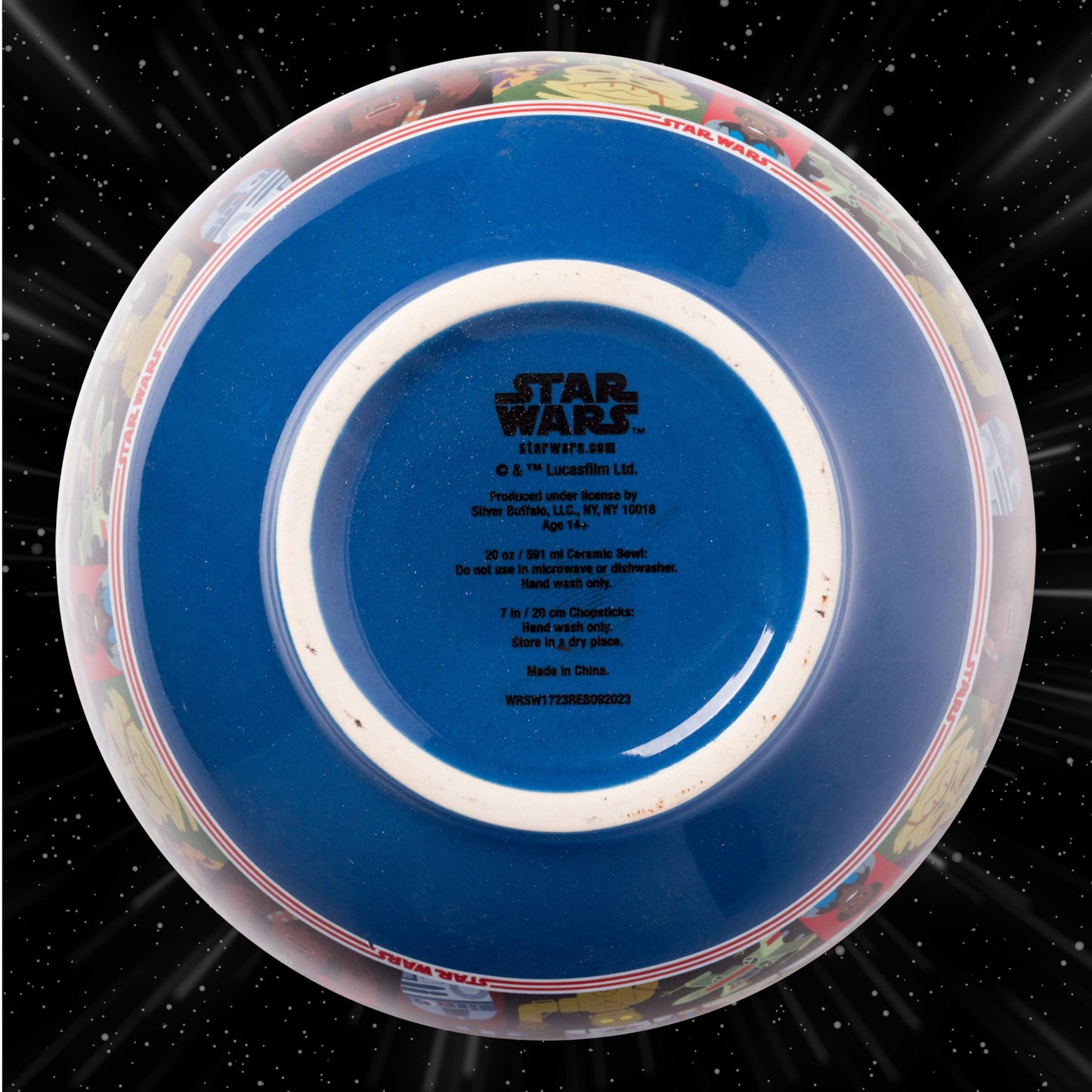 Silver Buffalo Star Wars Characters Ceramic Ramen Noodle Rice Bowl with Chopsticks and Spoon, Microwave Safe, 20 Ounces
