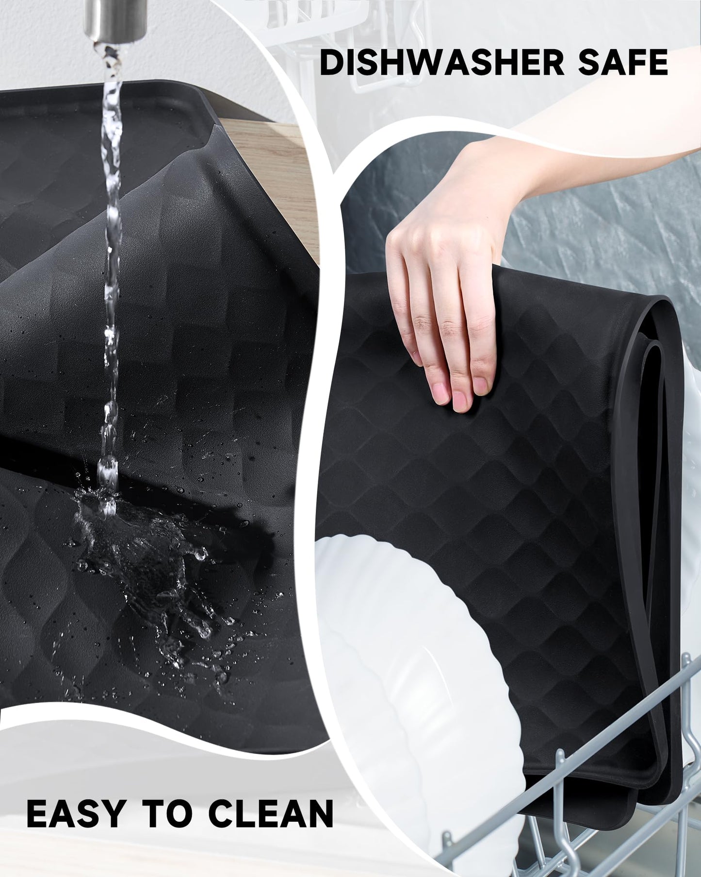 Washer and Dryer Top Protector Mat 25.6’’ x 23.6’’, Non-slip Silicone Mat for Laundry & Kitchen, Washer and Dryer Covers for the Top, Prevent Dust, Scratches and Daily Wear and Tear (2pcs White)